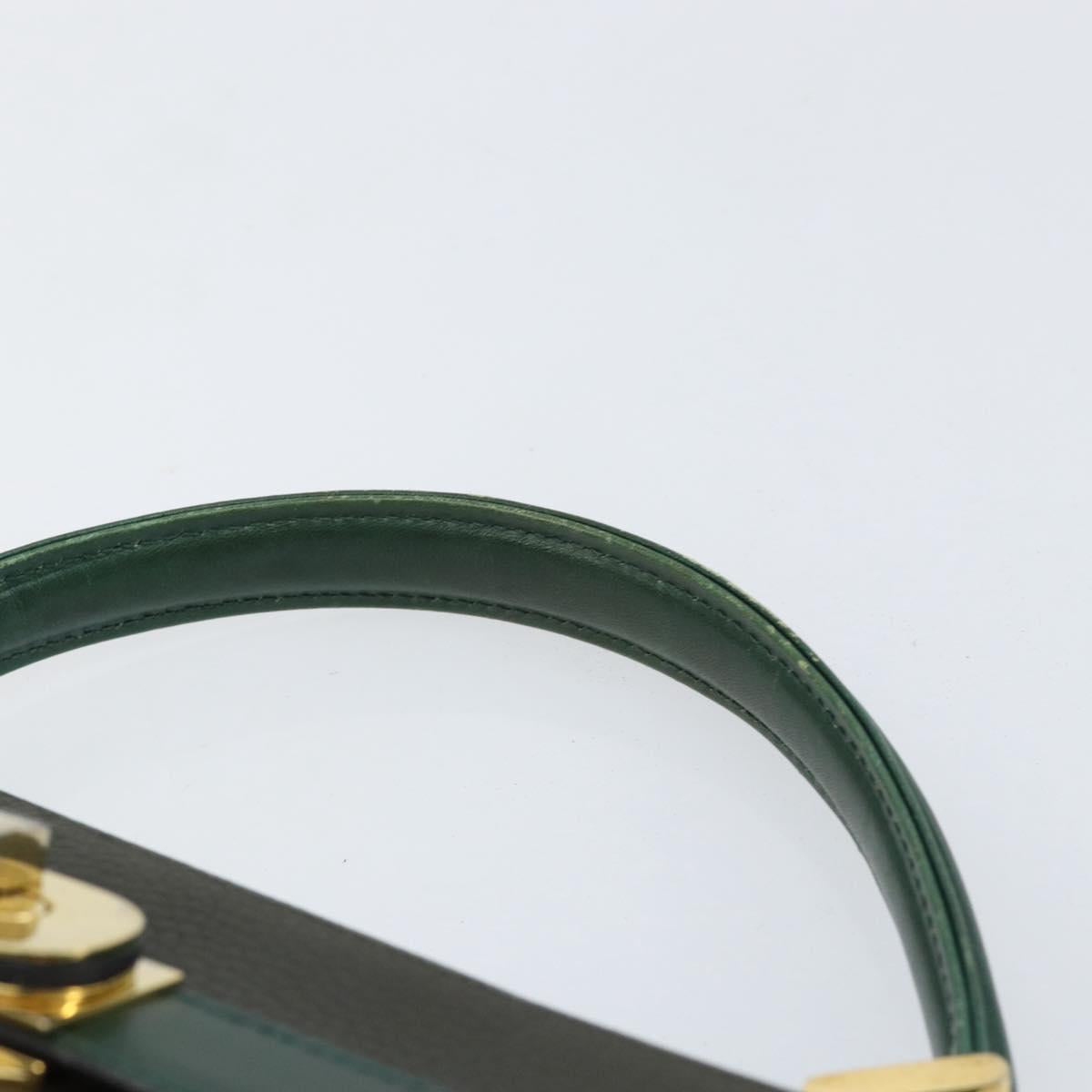 BALLY Hand Bag Leather Khaki Gold Auth 152278