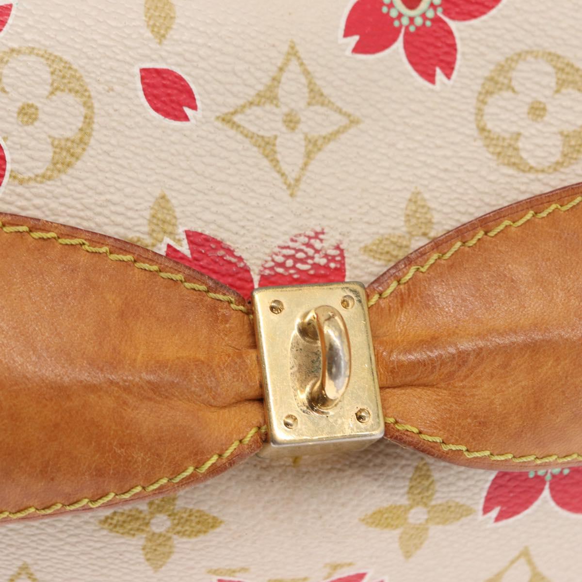 LOUIS VUITTON Monogram Cherry Blossom Sac Retro PM Bag White M92014 Auth 152285A