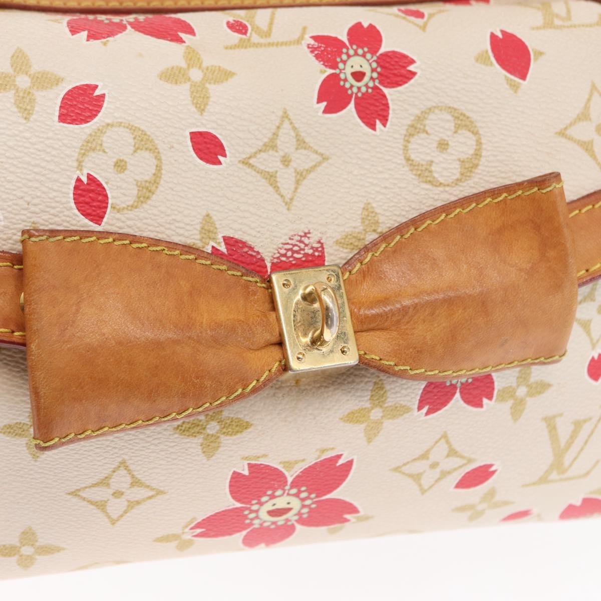 LOUIS VUITTON Monogram Cherry Blossom Sac Retro PM Bag White M92014 Auth 152285A