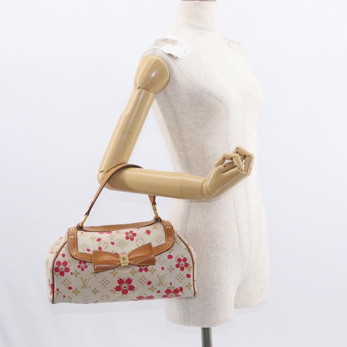 LOUIS VUITTON Monogram Cherry Blossom Sac Retro PM Bag White M92014 Auth 152285V