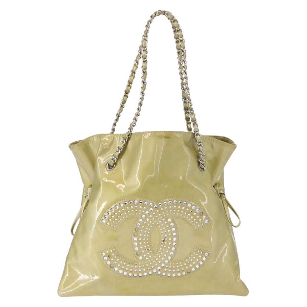 CHANEL COCO Mark Chain Shoulder Bag Patent leather Gold CC Auth 152287