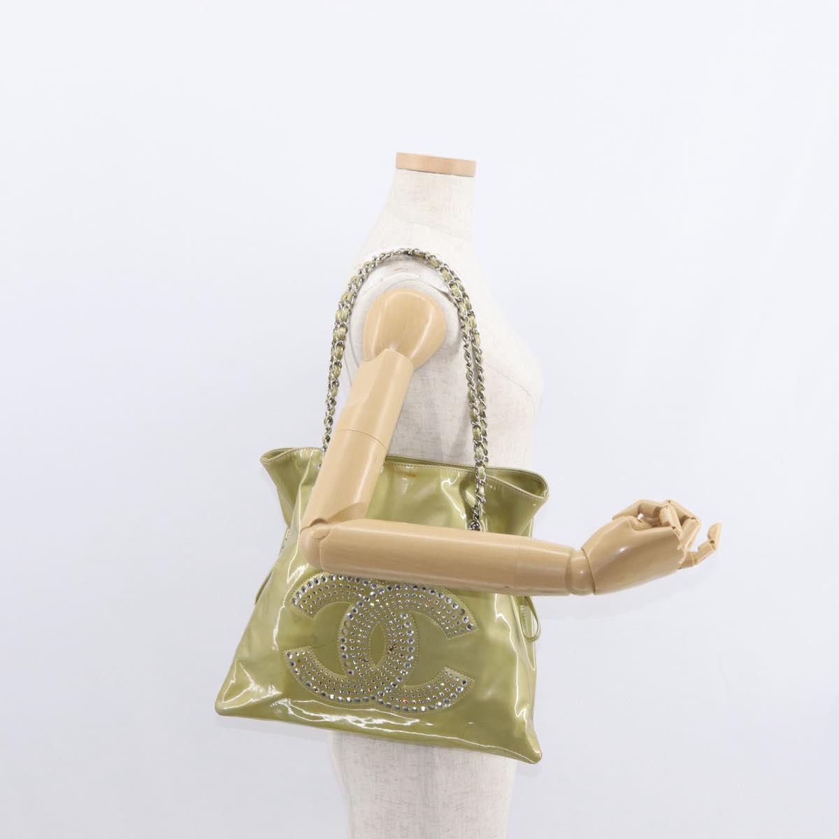 CHANEL COCO Mark Chain Shoulder Bag Patent leather Gold CC Auth 152287