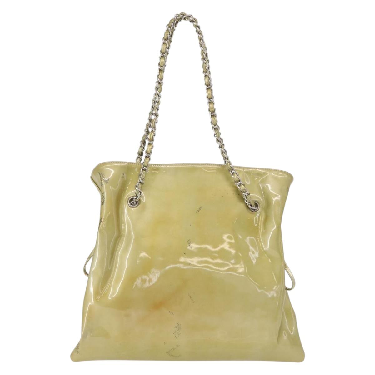 CHANEL COCO Mark Chain Shoulder Bag Patent leather Gold CC Auth 152287