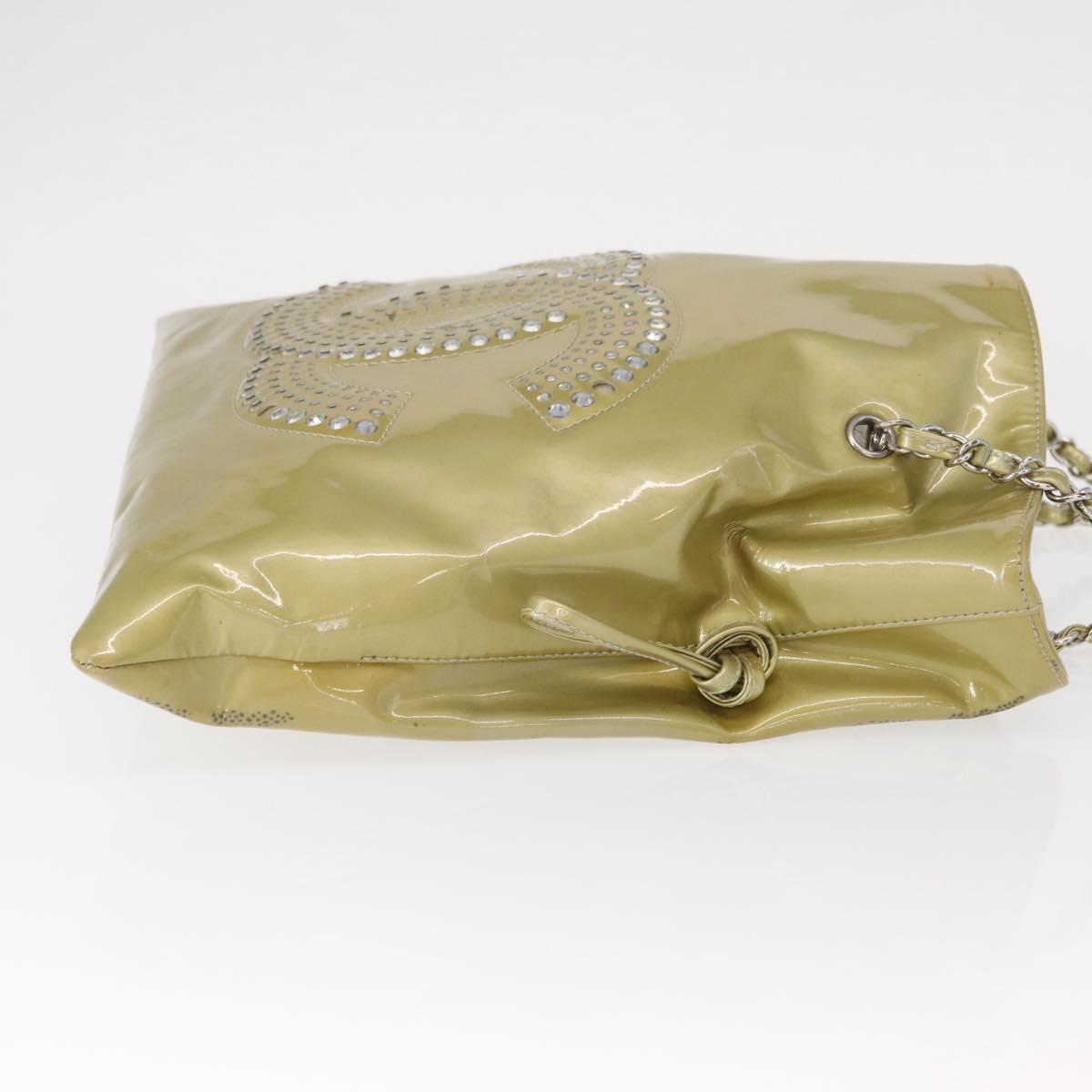 CHANEL COCO Mark Chain Shoulder Bag Patent leather Gold CC Auth 152287