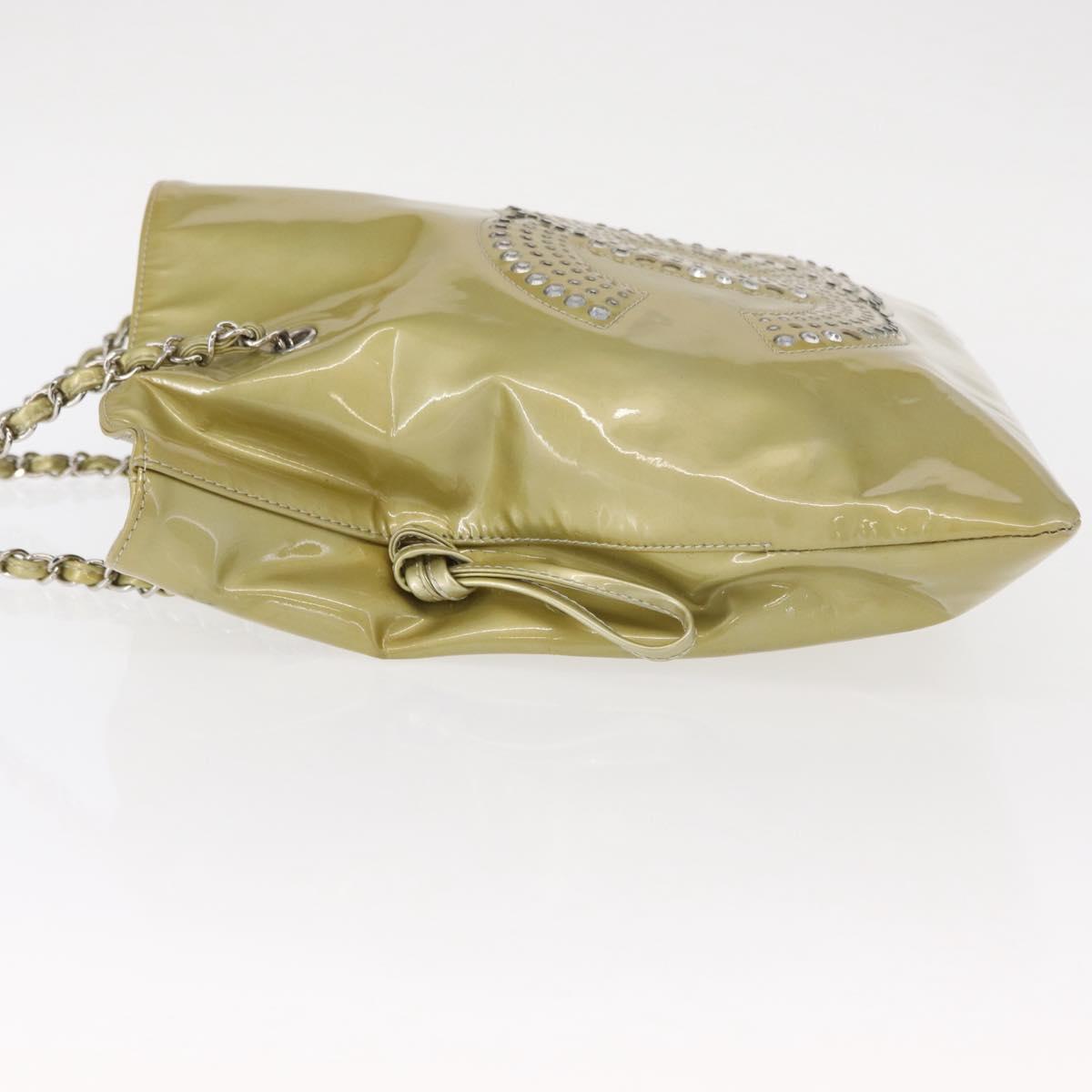 CHANEL COCO Mark Chain Shoulder Bag Patent leather Gold CC Auth 152287