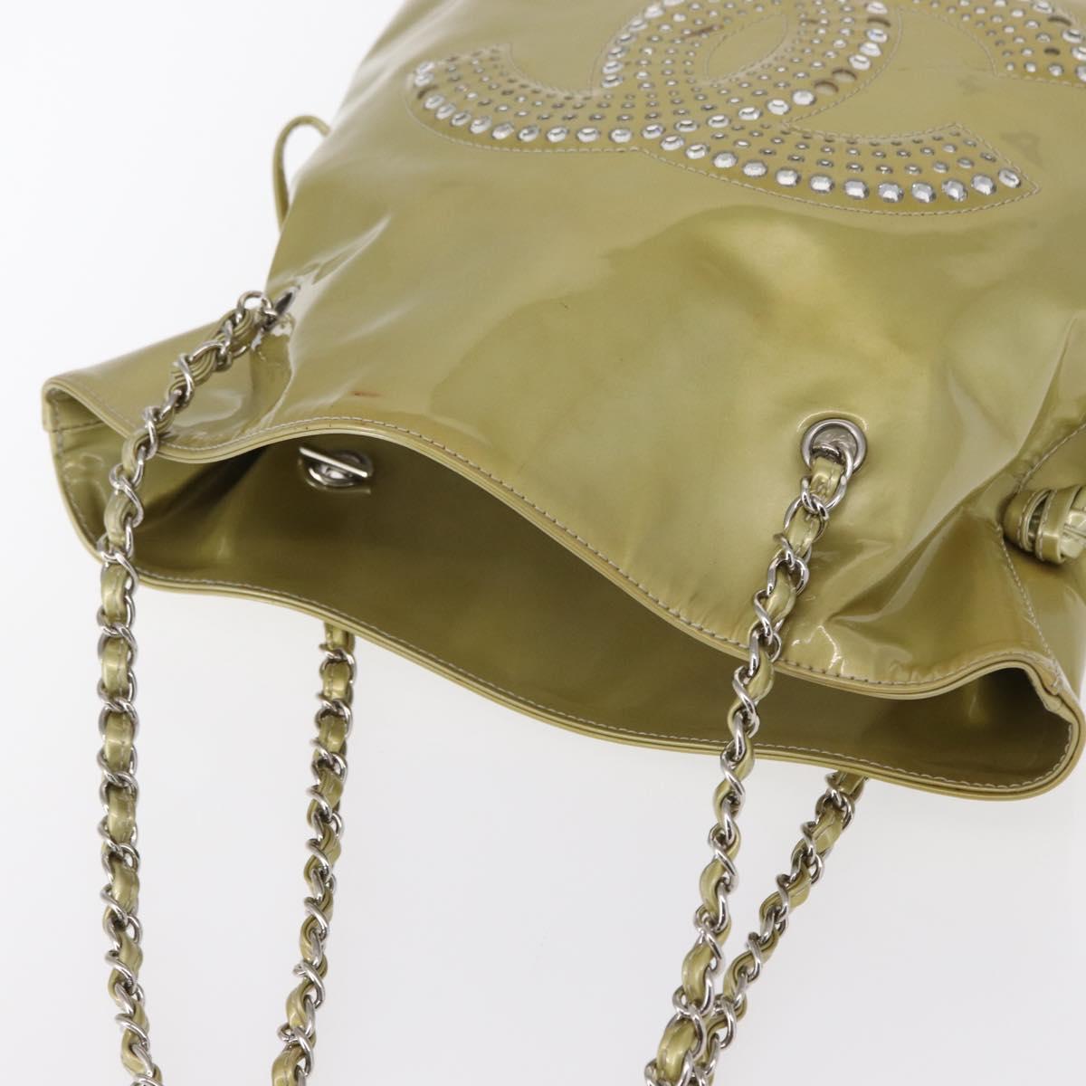 CHANEL COCO Mark Chain Shoulder Bag Patent leather Gold CC Auth 152287