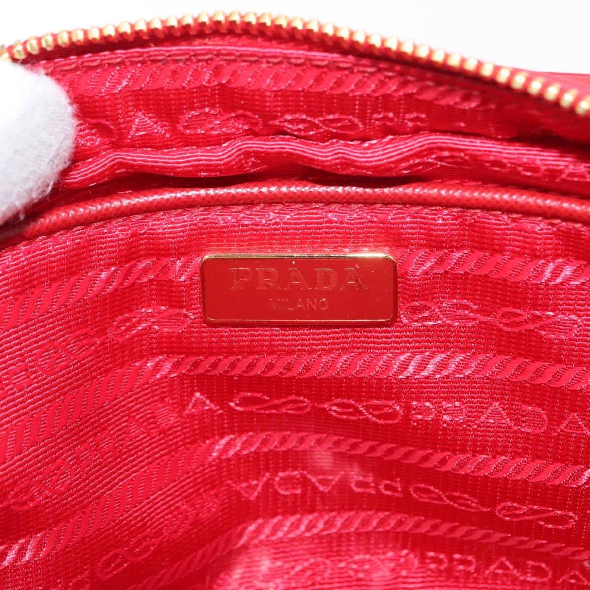 PRADA Shoulder Bag Nylon Red Gold Auth 152289SAV