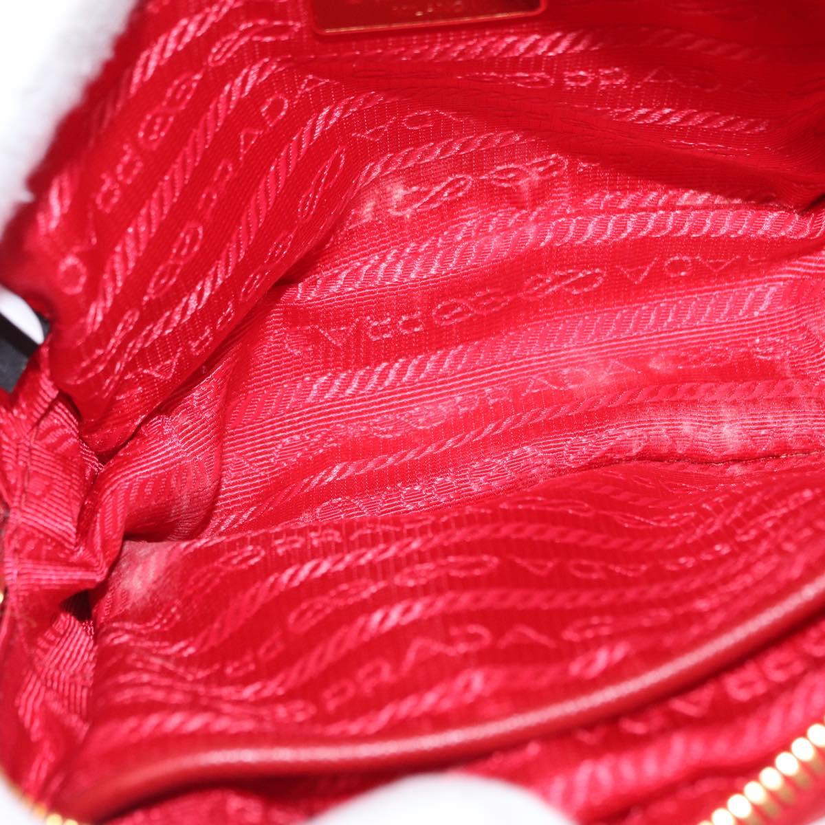 PRADA Shoulder Bag Nylon Red Gold Auth 152289SAV