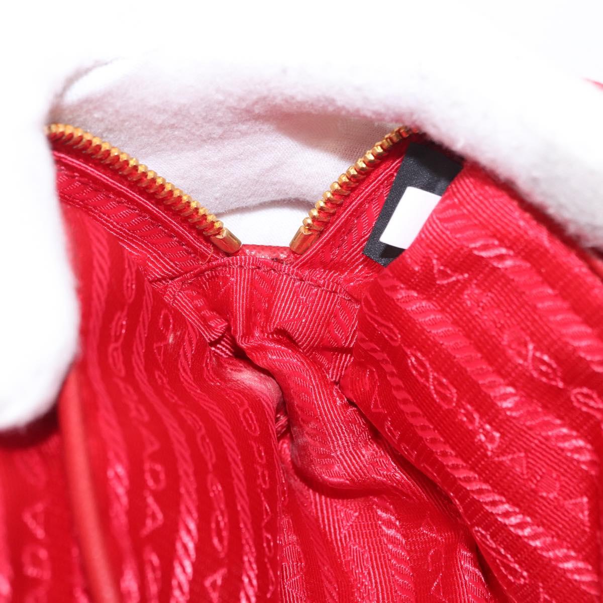 PRADA Shoulder Bag Nylon Red Gold Auth 152289SAV