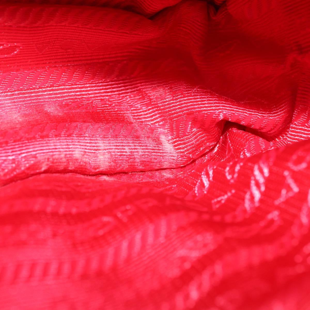 PRADA Shoulder Bag Nylon Red Gold Auth 152289SAV