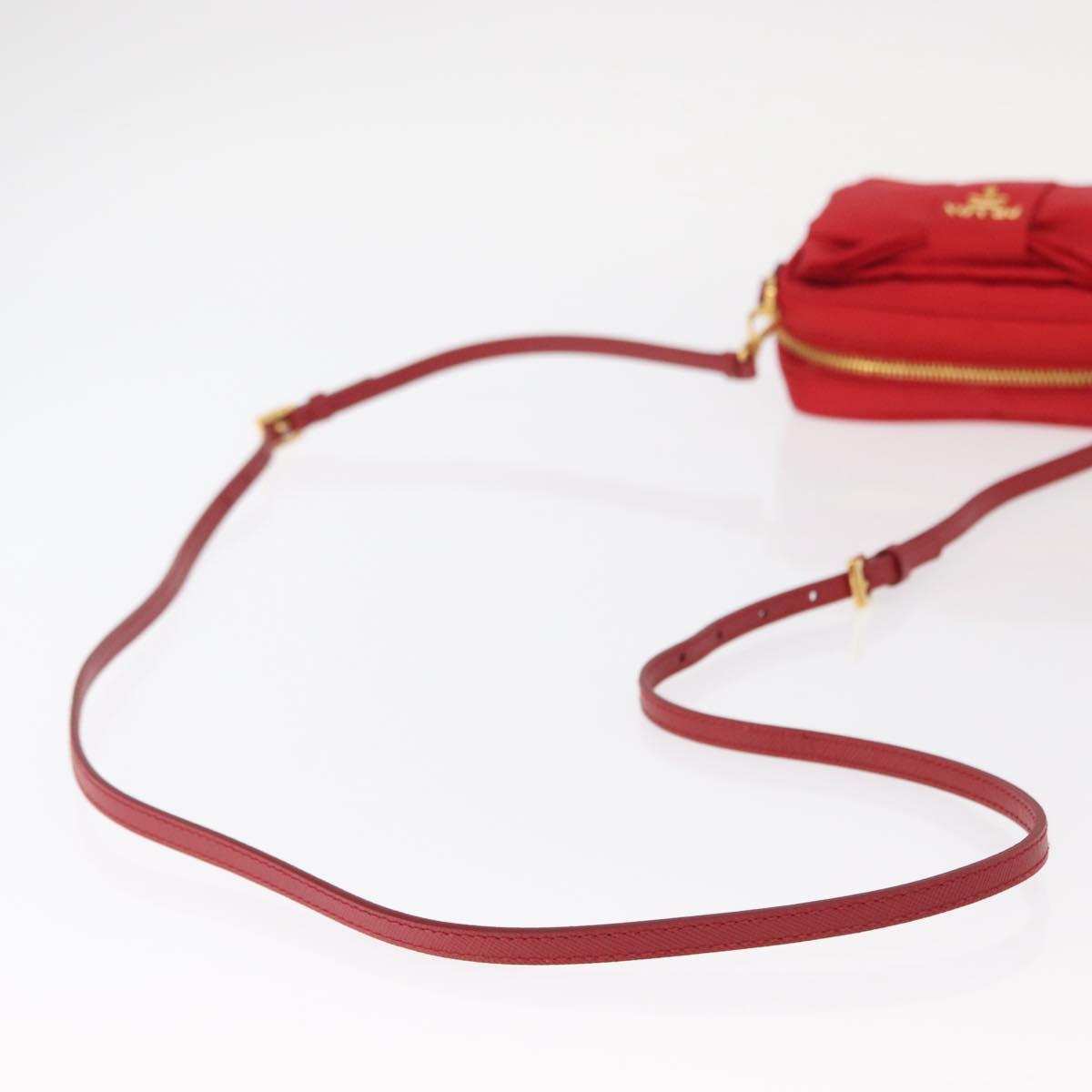 PRADA Shoulder Bag Nylon Red Gold Auth 152289SAV
