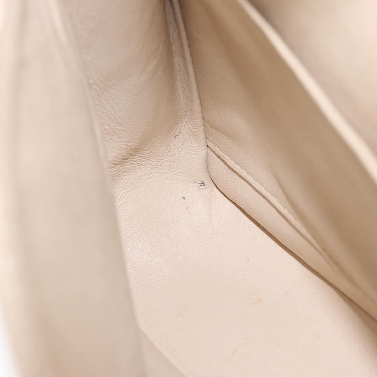 CHANEL Matelasse Chain Double Flap Chain Bag Knitted White CC Auth 152291SAV