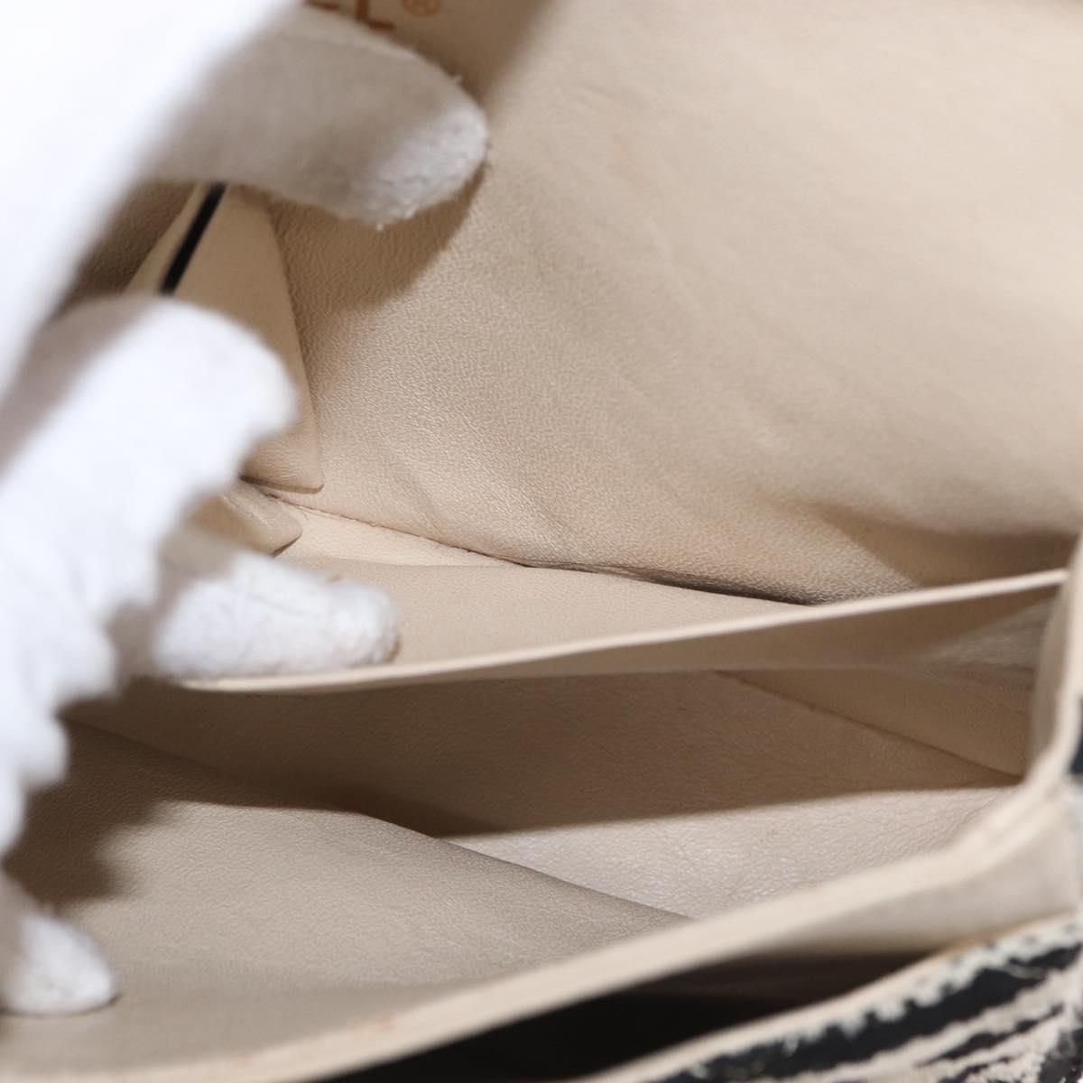 CHANEL Matelasse Chain Double Flap Chain Bag Knitted White CC Auth 152291SAV