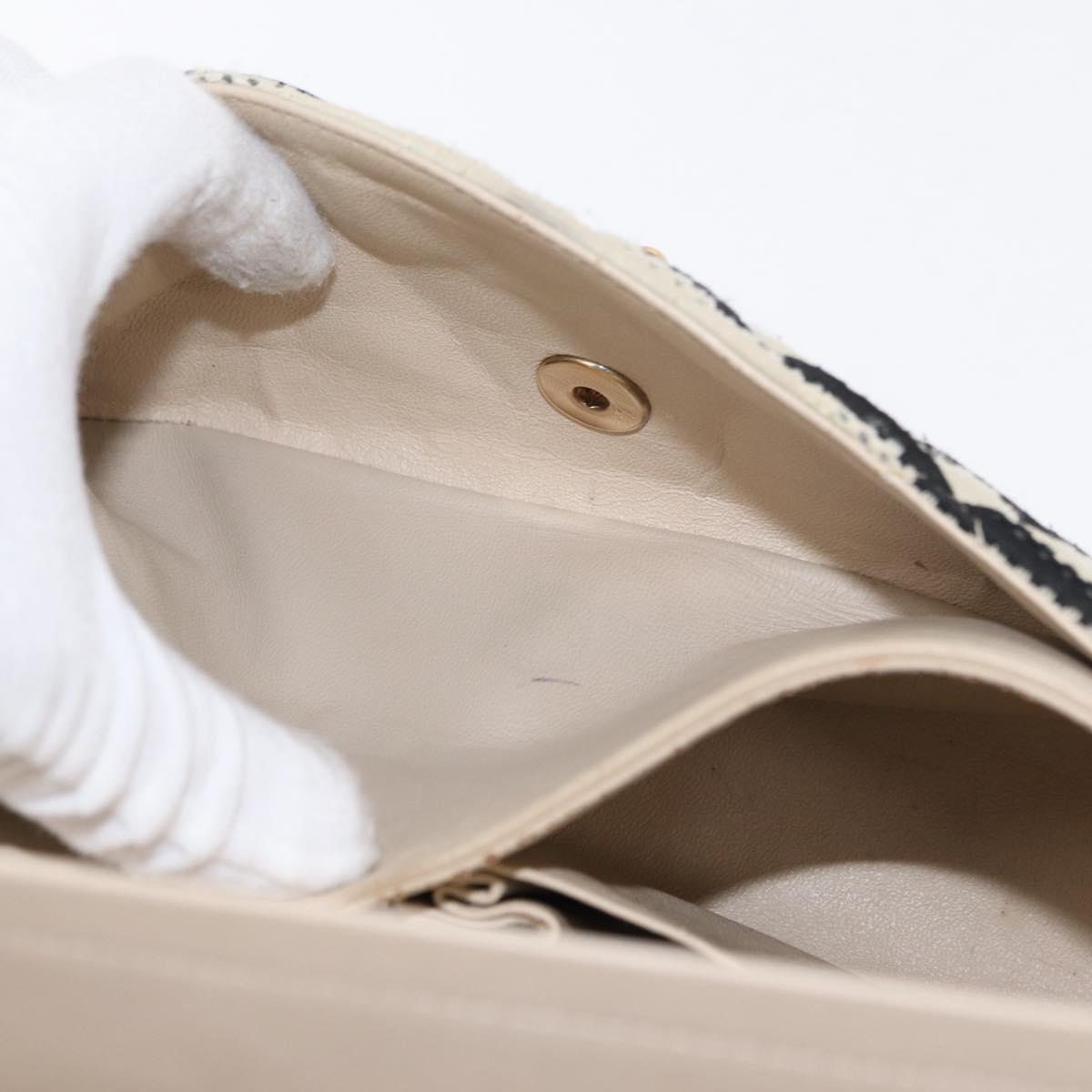 CHANEL Matelasse Chain Double Flap Chain Bag Knitted White CC Auth 152291SAV