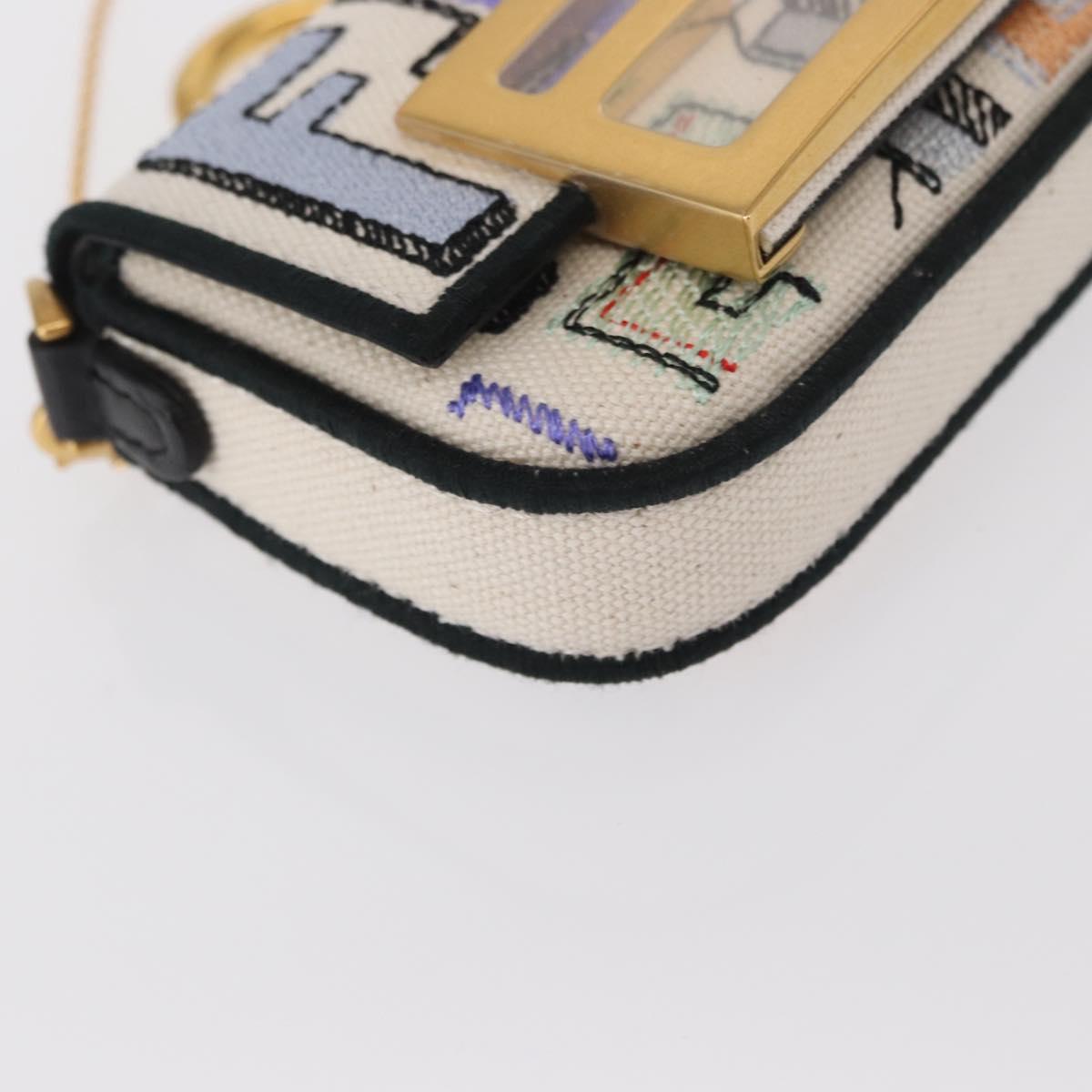 FENDI Zucca Canvas Nano Baguette Pouch Multicolor Gold Auth 152293SAM