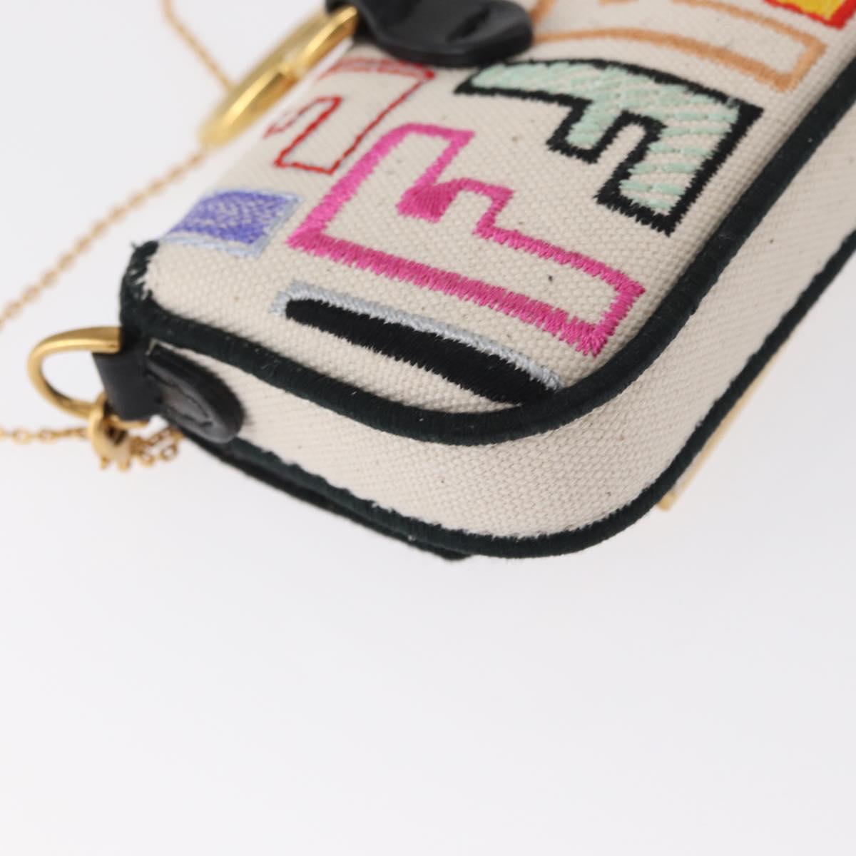 FENDI Zucca Canvas Nano Baguette Pouch Multicolor Gold Auth 152293SAM