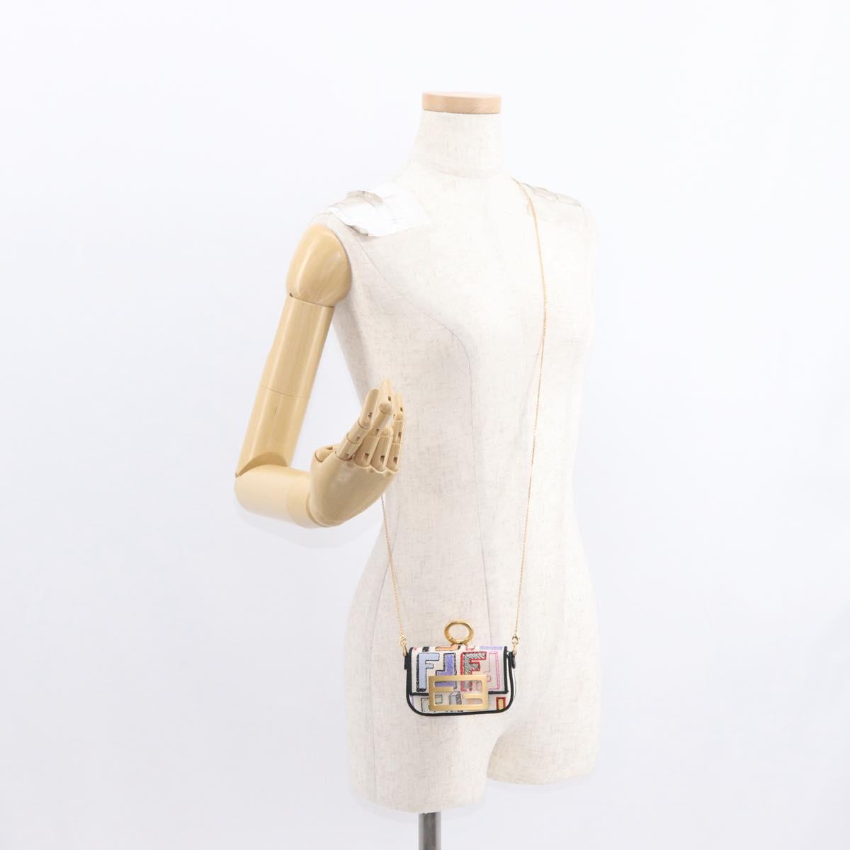 FENDI Zucca Canvas Nano Baguette Pouch Multicolor Gold Auth 152293SAM