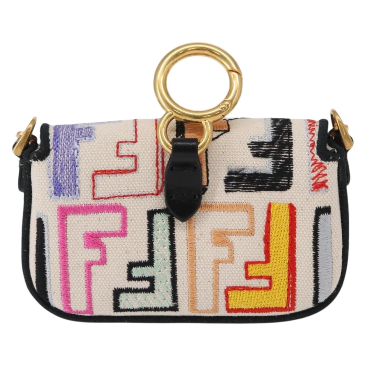 FENDI Zucca Canvas Nano Baguette Pouch Multicolor Gold Auth 152293SAM