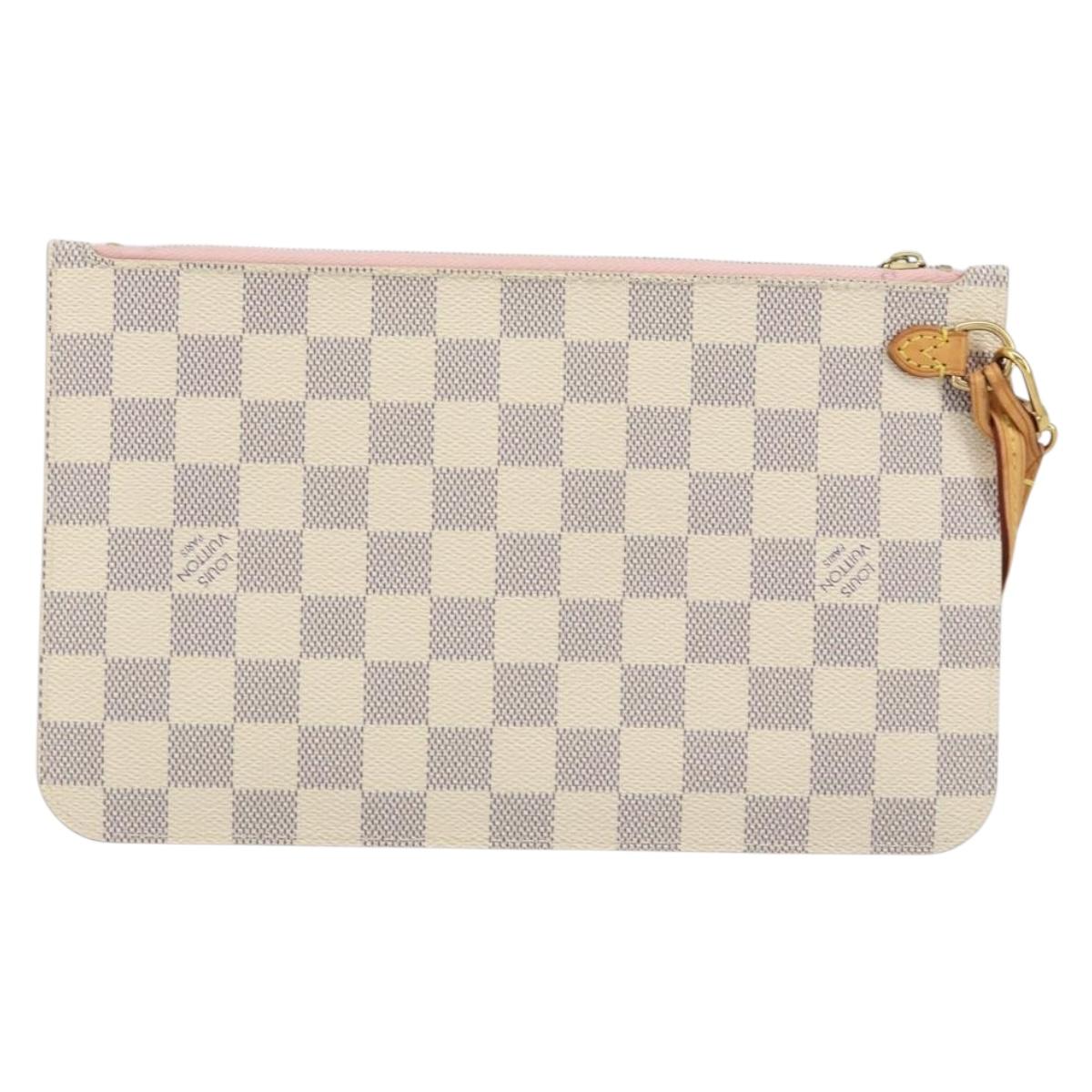 LOUIS VUITTON Damier Azur Neverfull MM Pouch LV Auth 152346