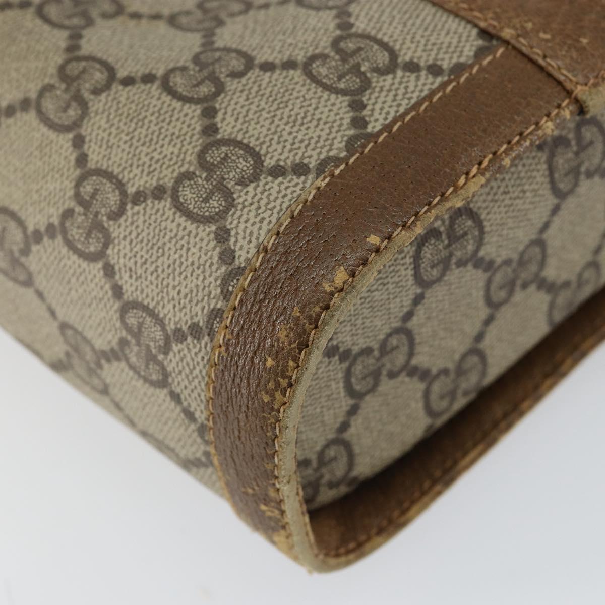 GUCCI GG Supreme Web Sherry Line Bag PVC Beige Gold 904 02 070 Auth 152352