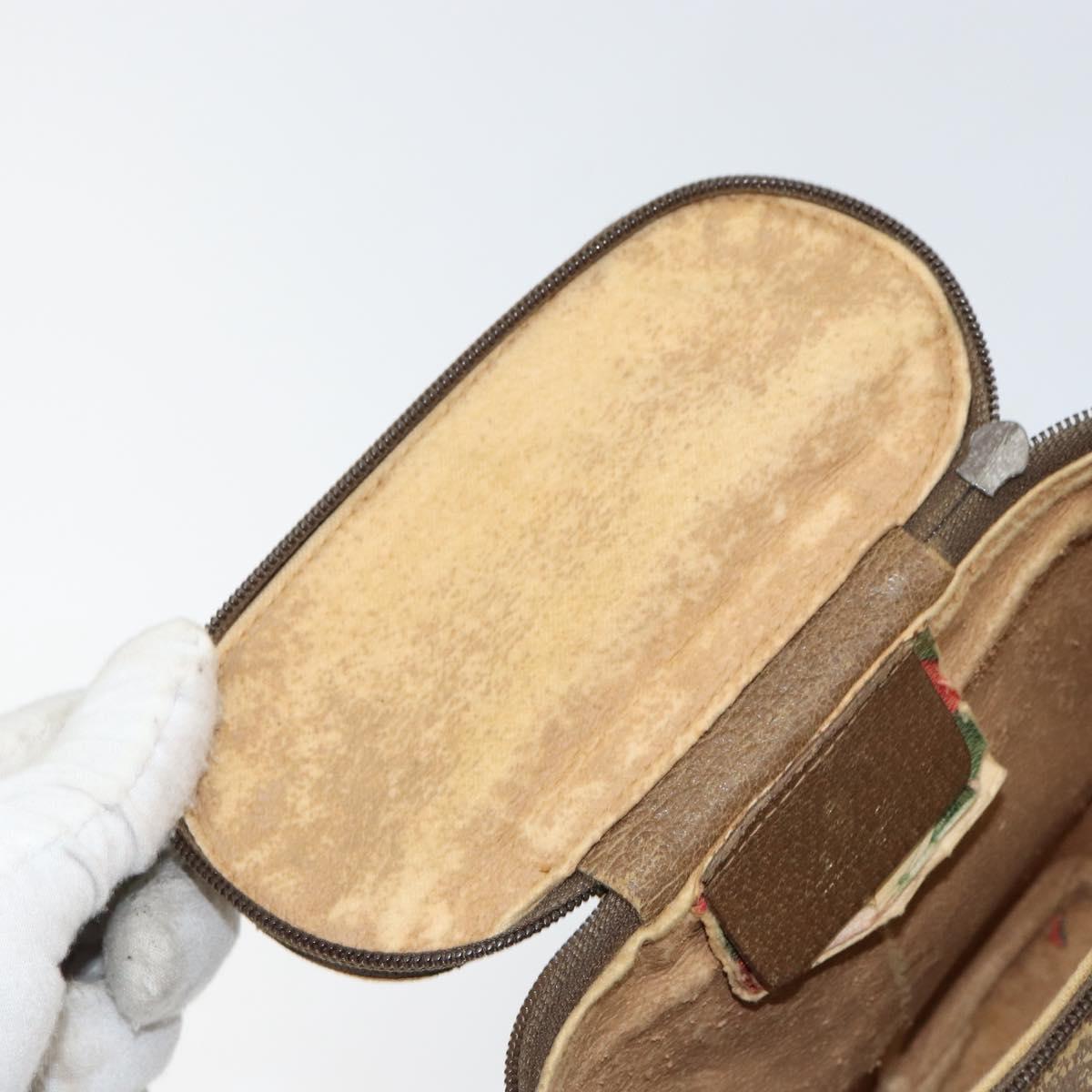 GUCCI GG Supreme Web Sherry Line Bag PVC Beige Gold 904 02 070 Auth 152352