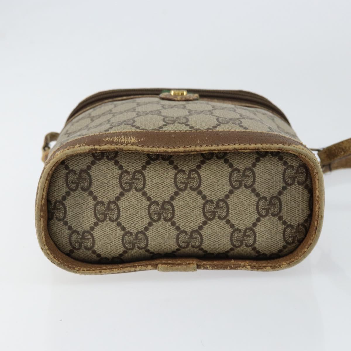 GUCCI GG Supreme Web Sherry Line Bag PVC Beige Gold 904 02 070 Auth 152352