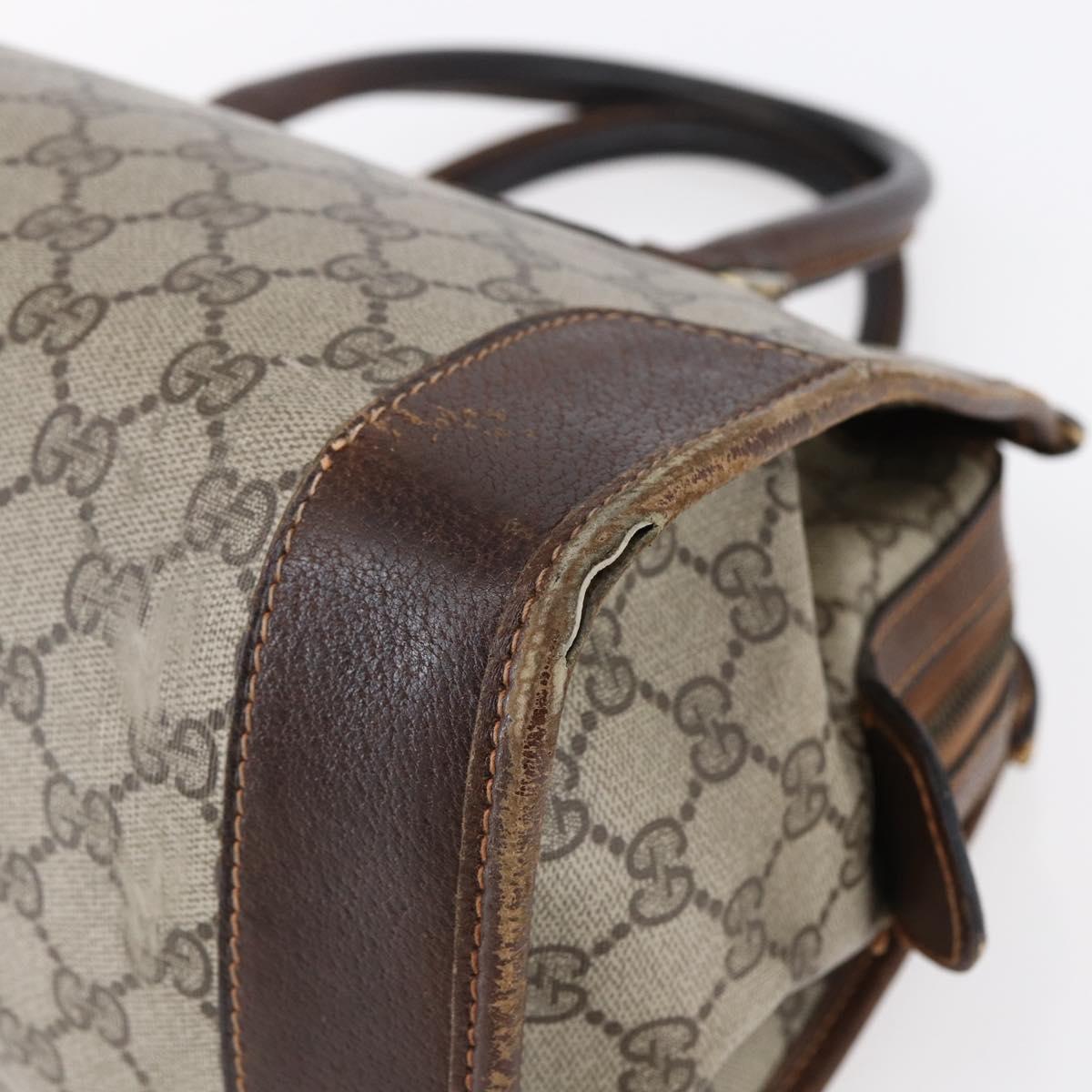 GUCCI GG Supreme Web Sherry Line Hand Bag PVC Beige Gold Auth 152358