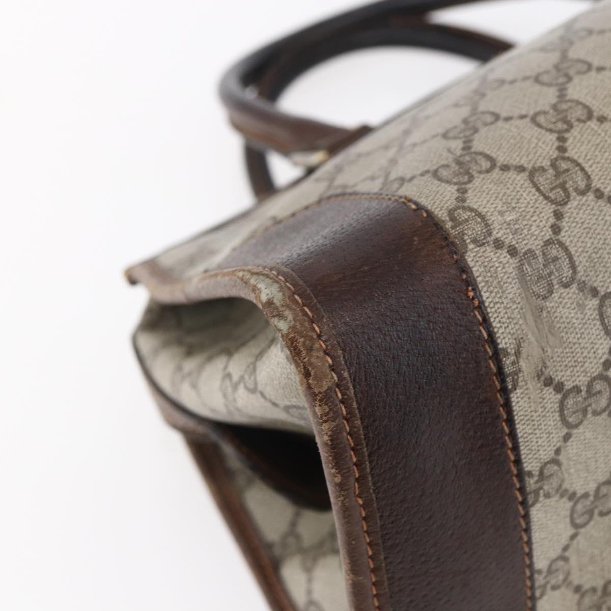 GUCCI GG Supreme Web Sherry Line Hand Bag PVC Beige Gold Auth 152358