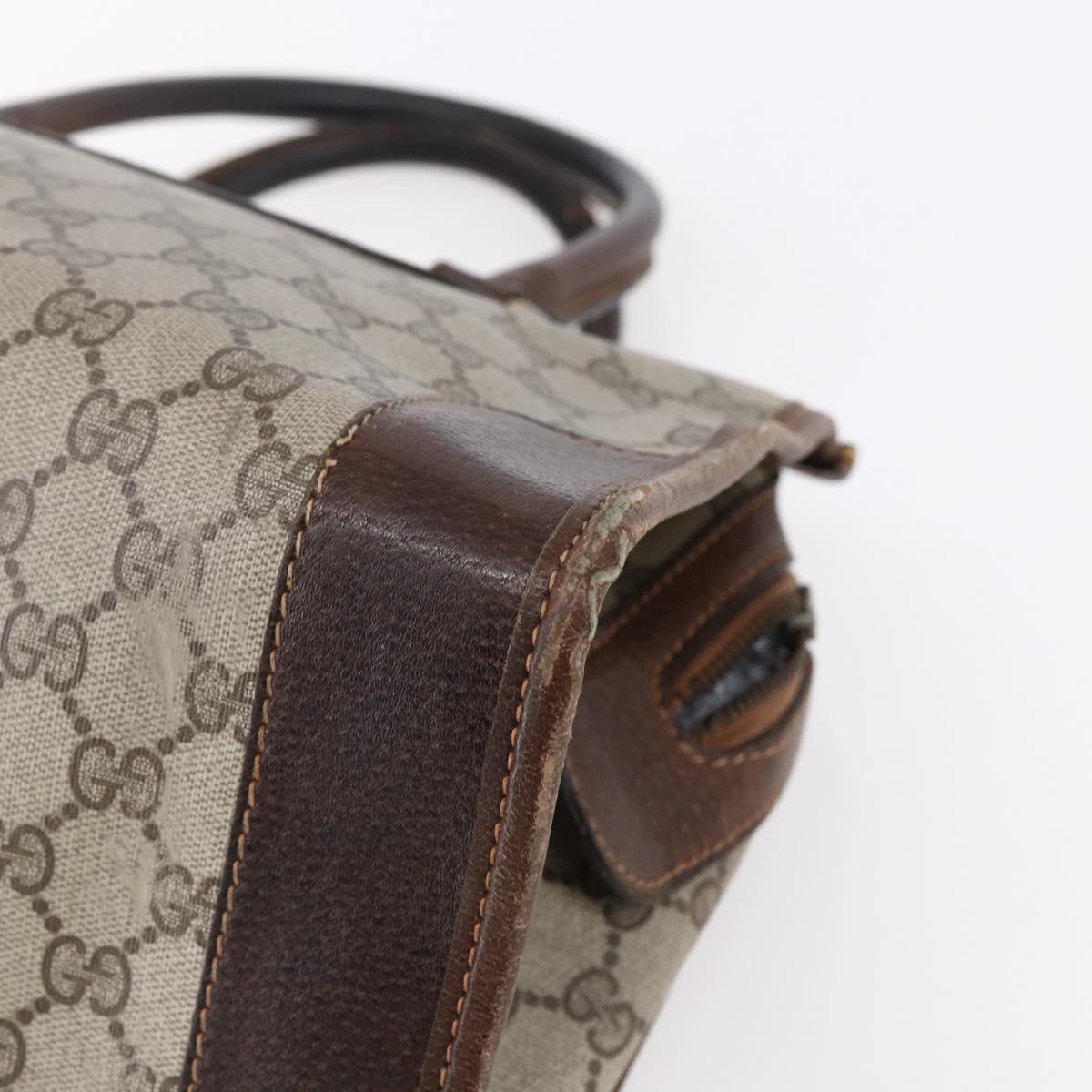 GUCCI GG Supreme Web Sherry Line Hand Bag PVC Beige Gold Auth 152358