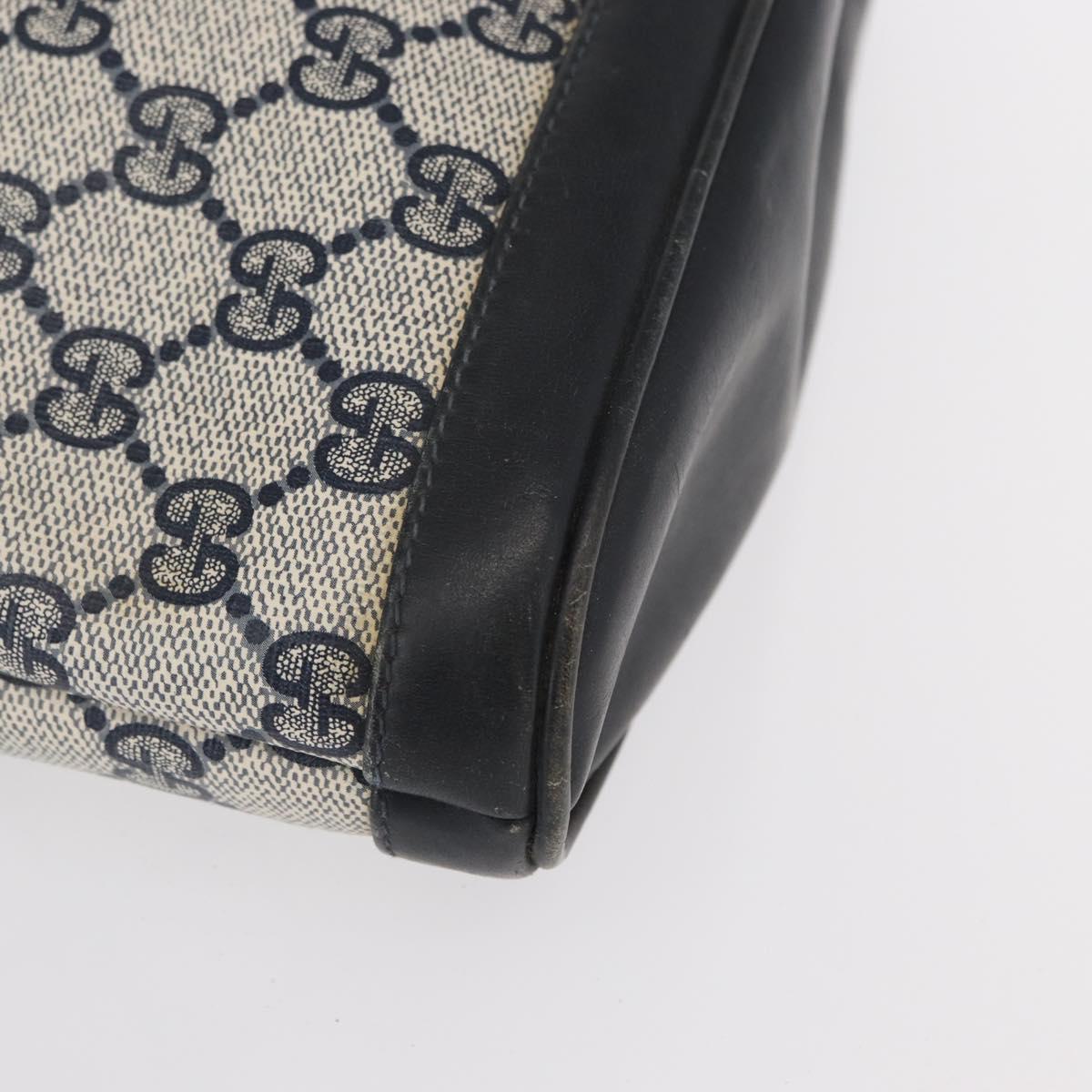 GUCCI GG Supreme Shoulder Bag PVC Leather Navy Gold Auth 152361