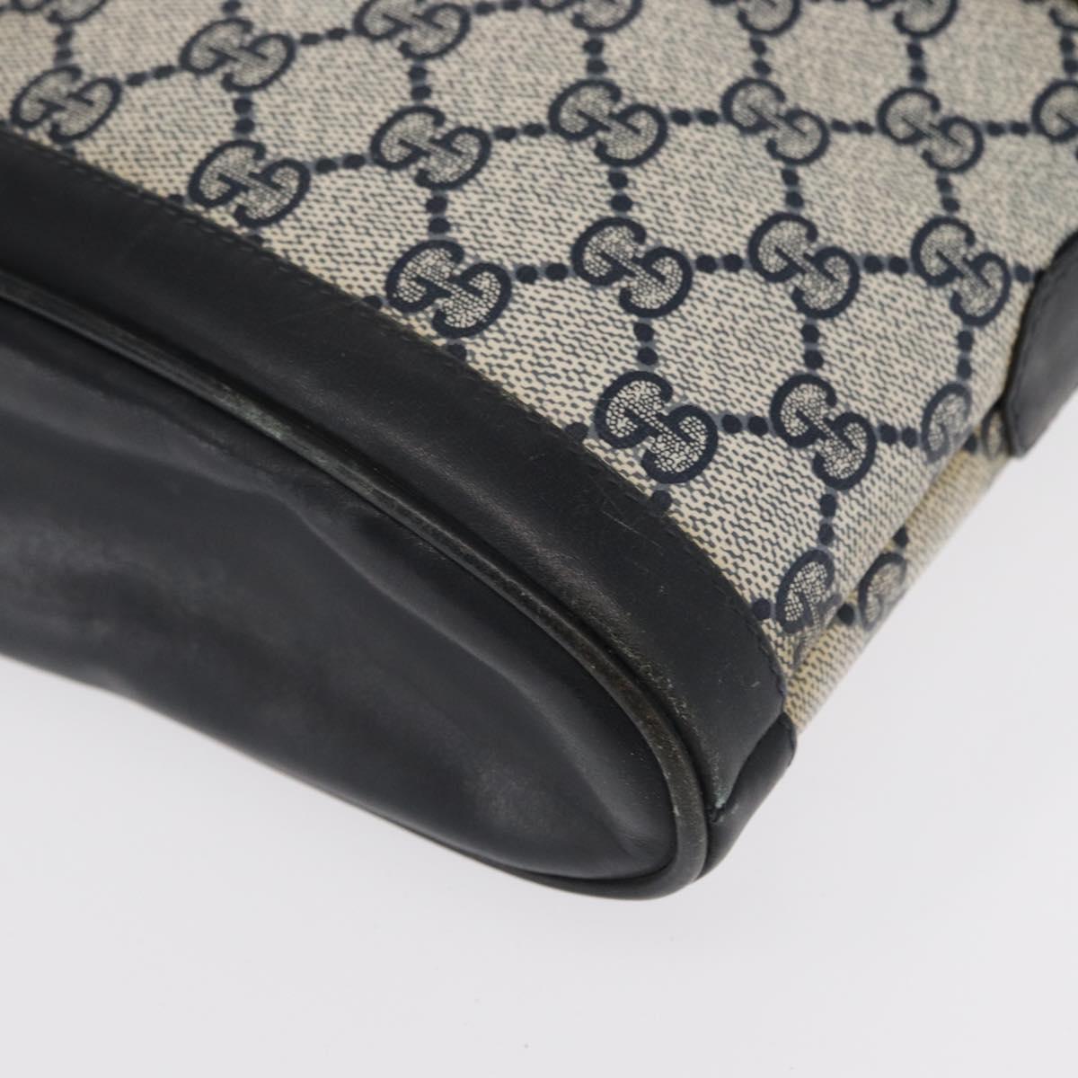 GUCCI GG Supreme Shoulder Bag PVC Leather Navy Gold Auth 152361