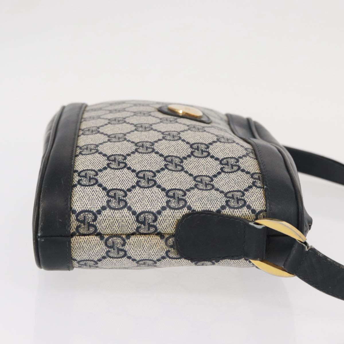 GUCCI GG Supreme Shoulder Bag PVC Leather Navy Gold Auth 152361