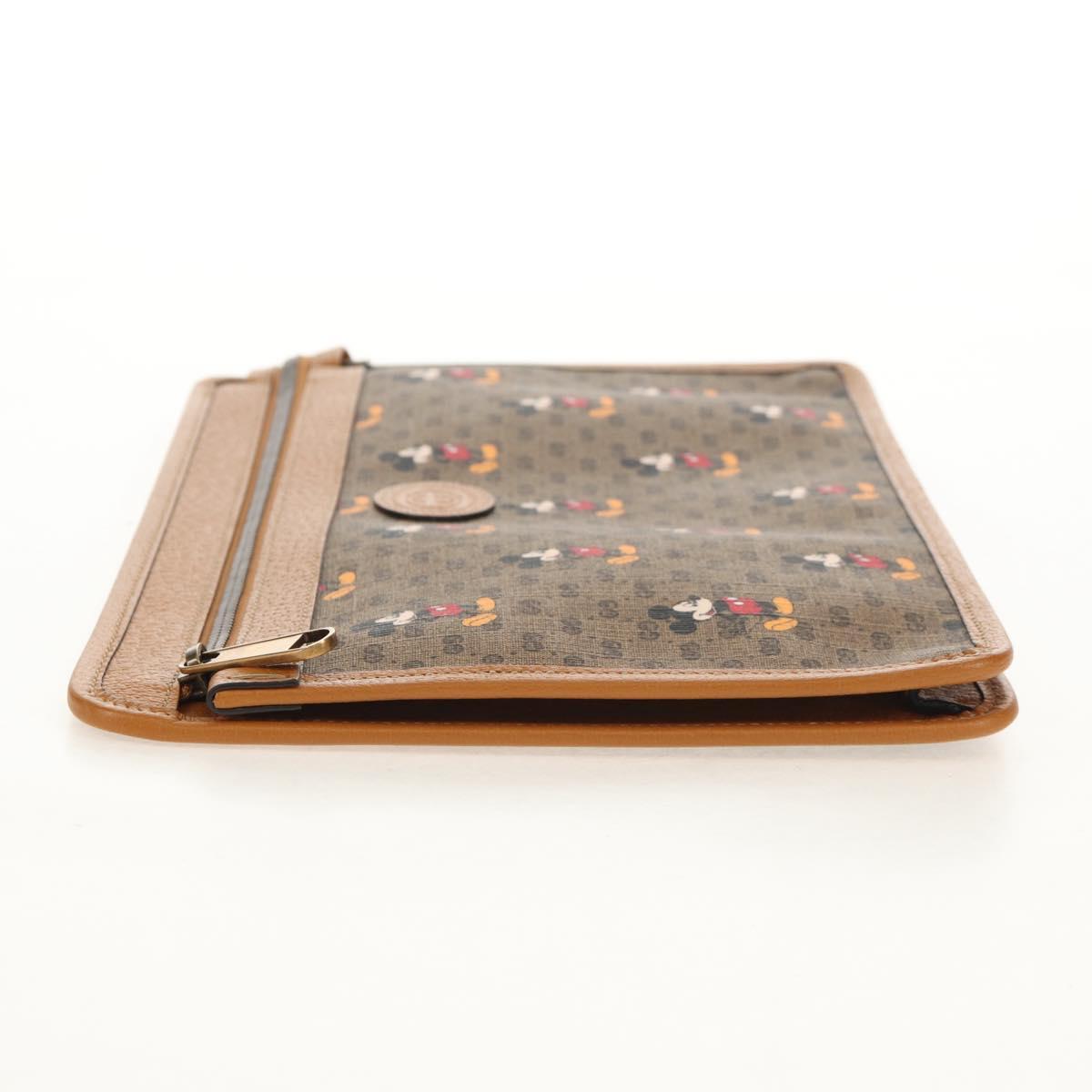 GUCCI GUCCIxDisney GG Supreme Clutch Bag PVC Beige Gold 602552 Auth 152362M