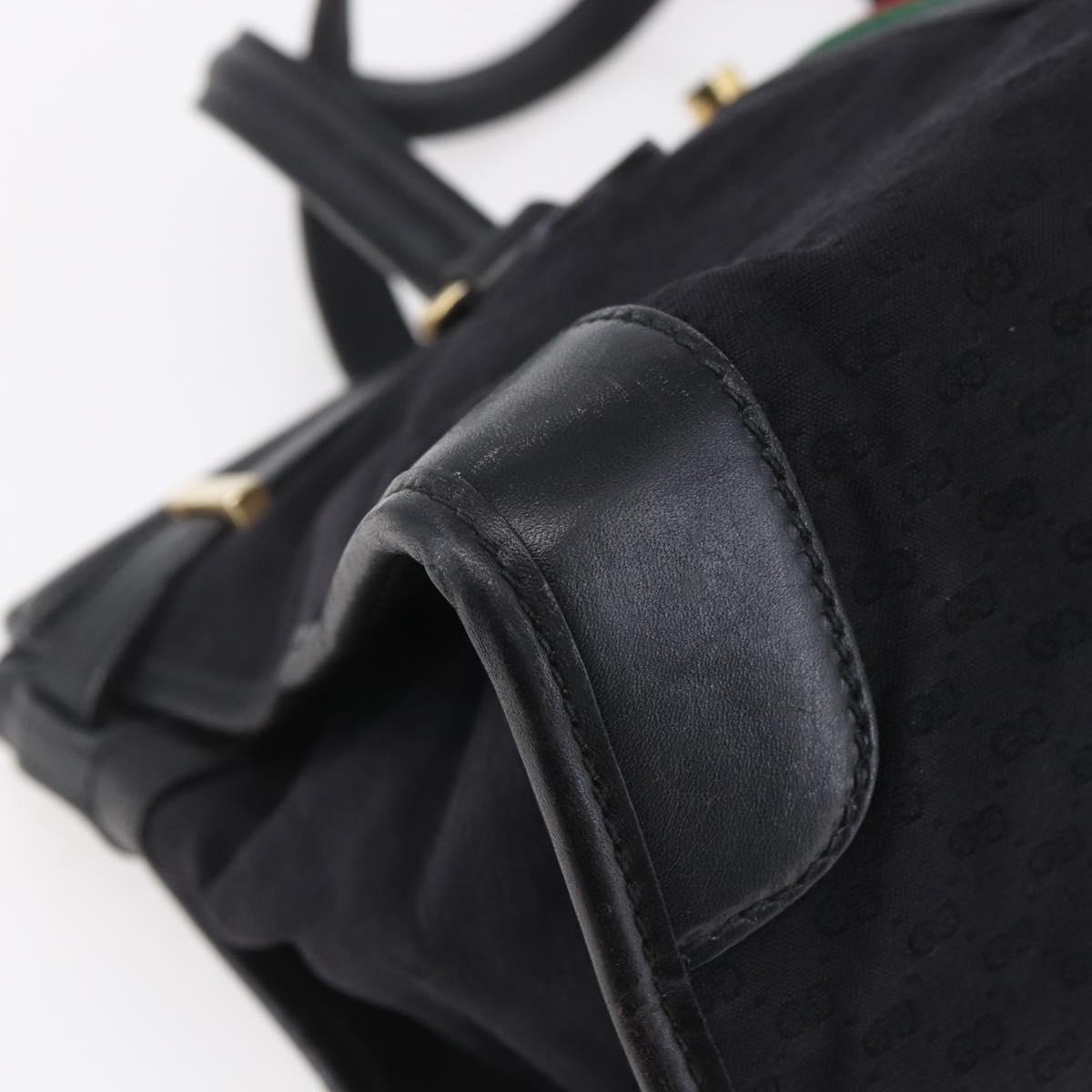 GUCCI Micro GG Supreme Web Sherry Line Hand Bag Black Gold Auth 152363V