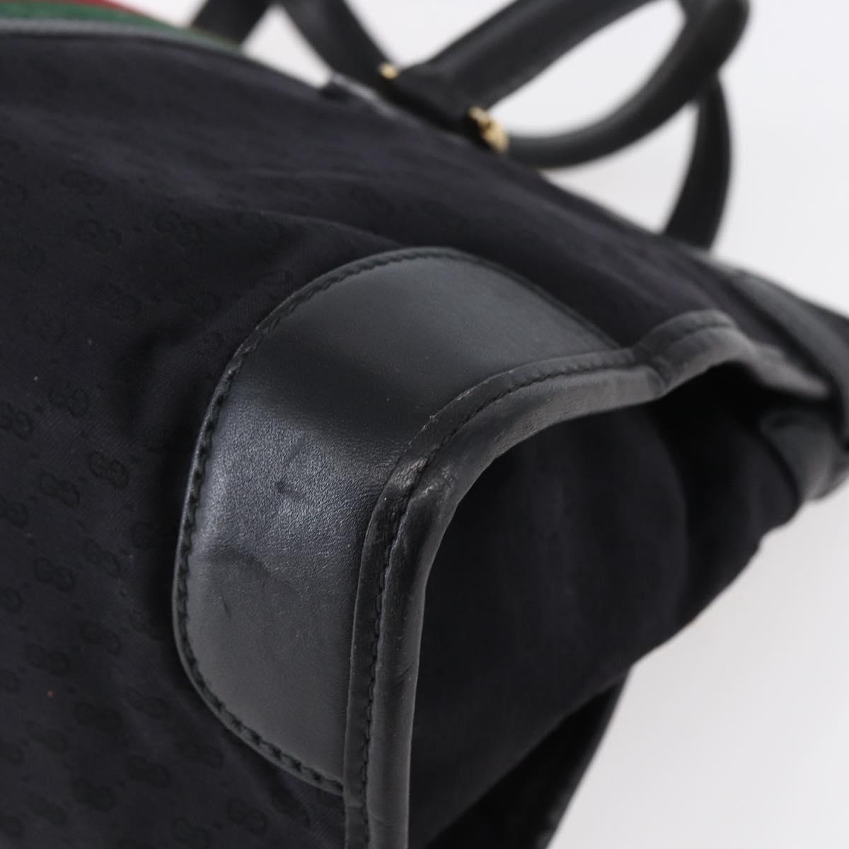 GUCCI Micro GG Supreme Web Sherry Line Hand Bag Black Gold Auth 152363V