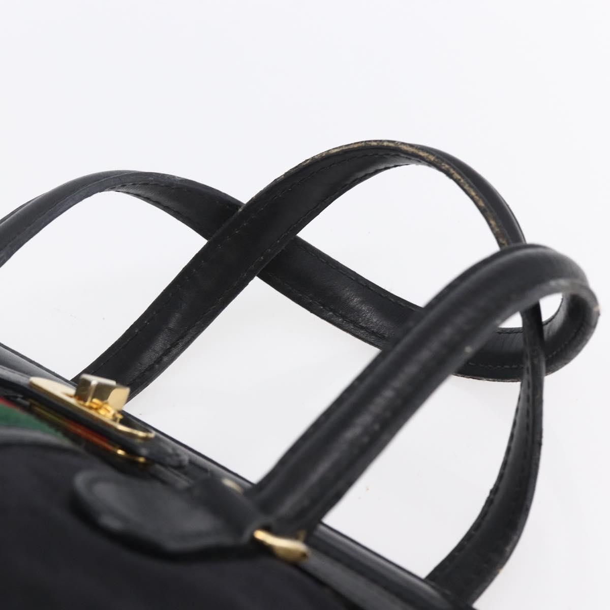 GUCCI Micro GG Supreme Web Sherry Line Hand Bag Black Gold Auth 152363V