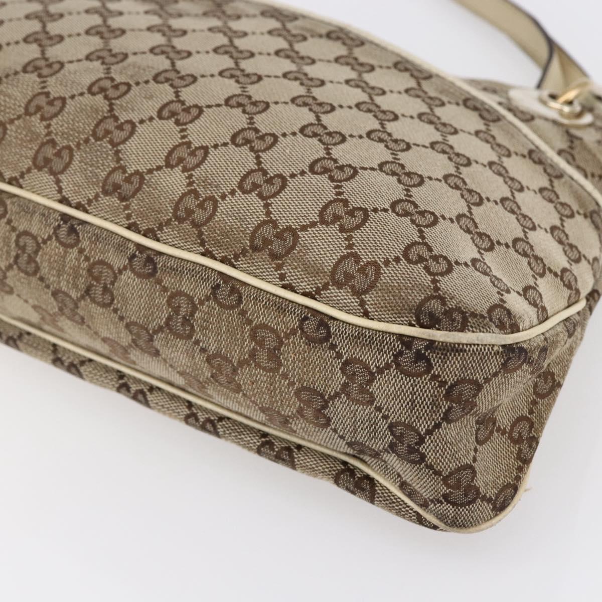 GUCCI GG Canvas Tote Bag Beige Gold Auth 152364