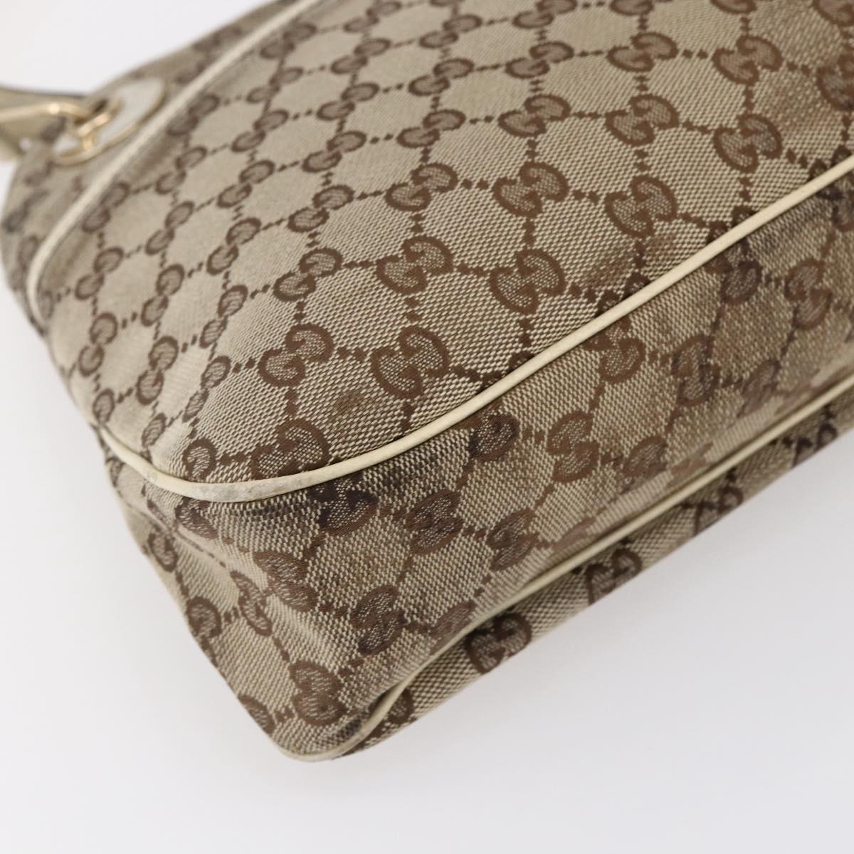 GUCCI GG Canvas Tote Bag Beige Gold Auth 152364