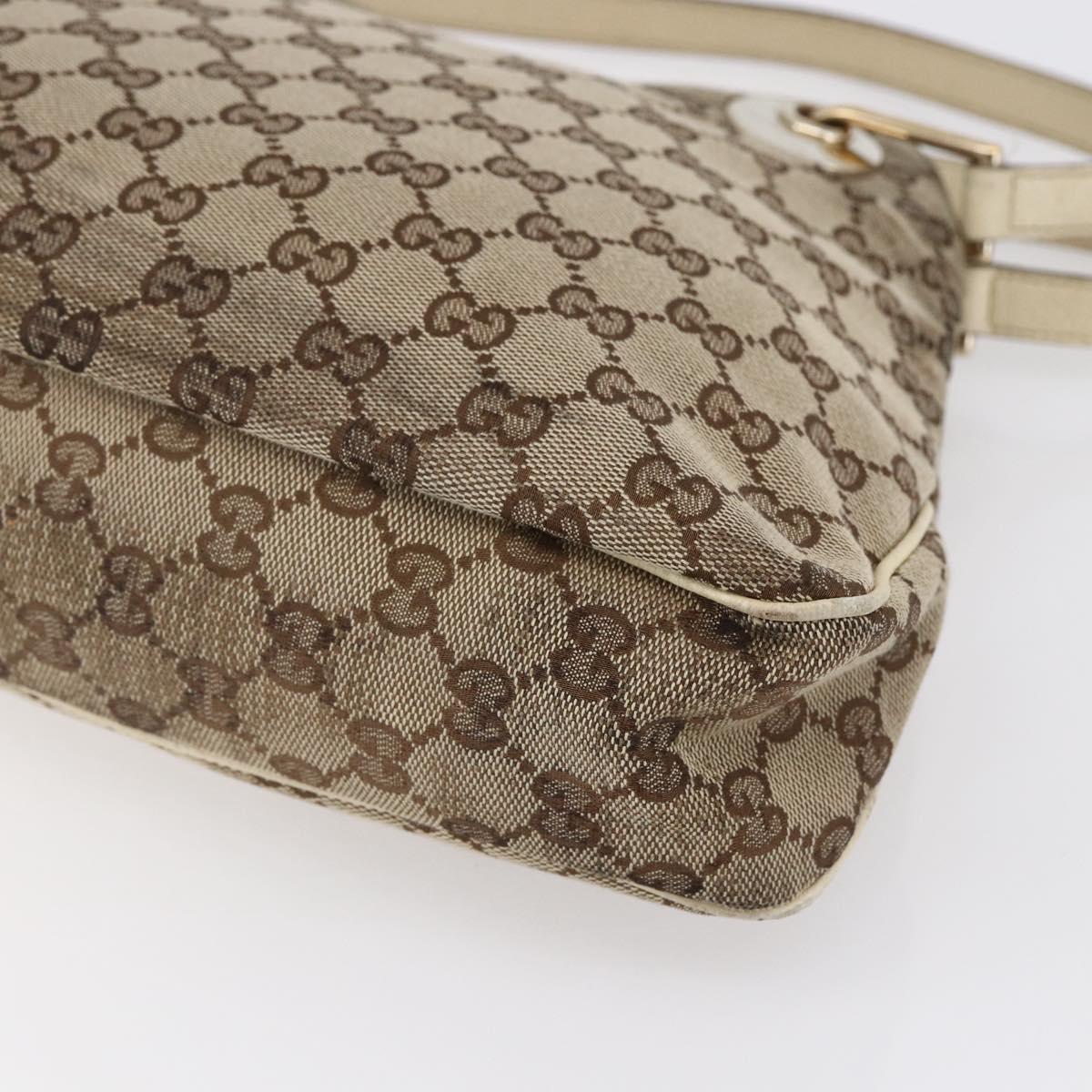 GUCCI GG Canvas Tote Bag Beige Gold Auth 152364