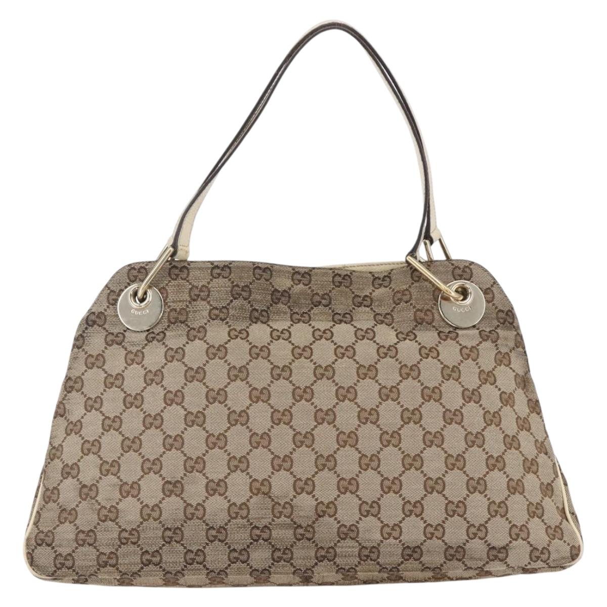 GUCCI GG Canvas Tote Bag Beige Gold Auth 152364