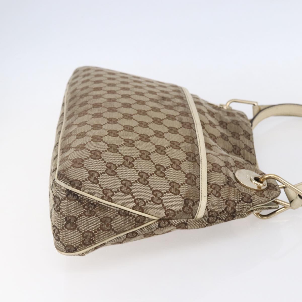 GUCCI GG Canvas Tote Bag Beige Gold Auth 152364