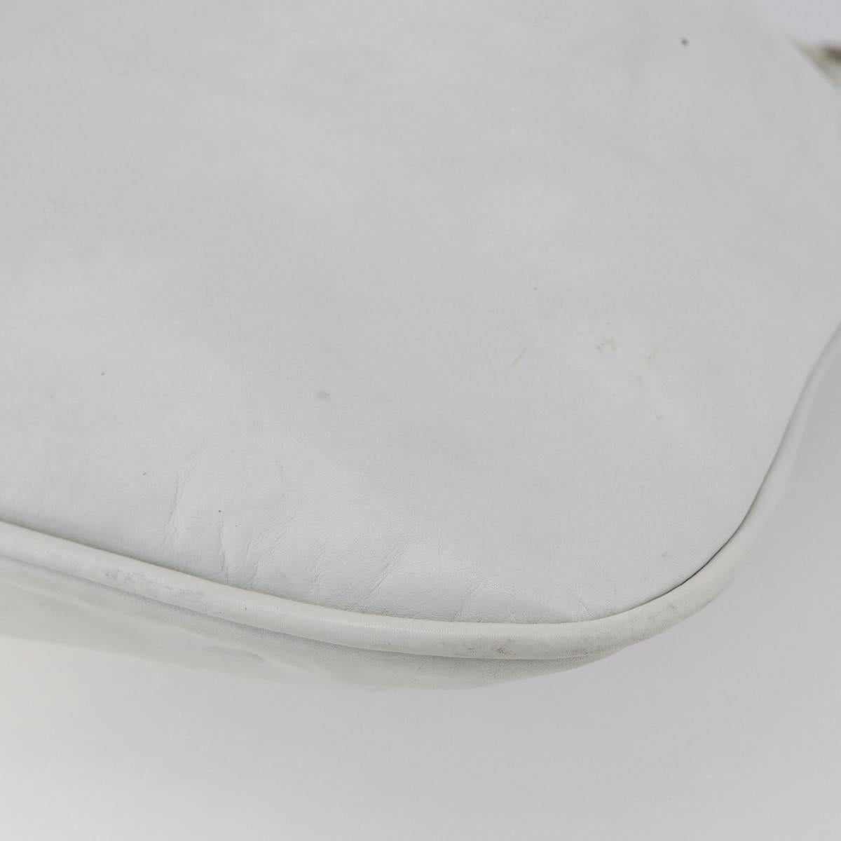 GUCCI Bamboo Shoulder Bag Leather White Silver 001 4006 2404 Auth 152366