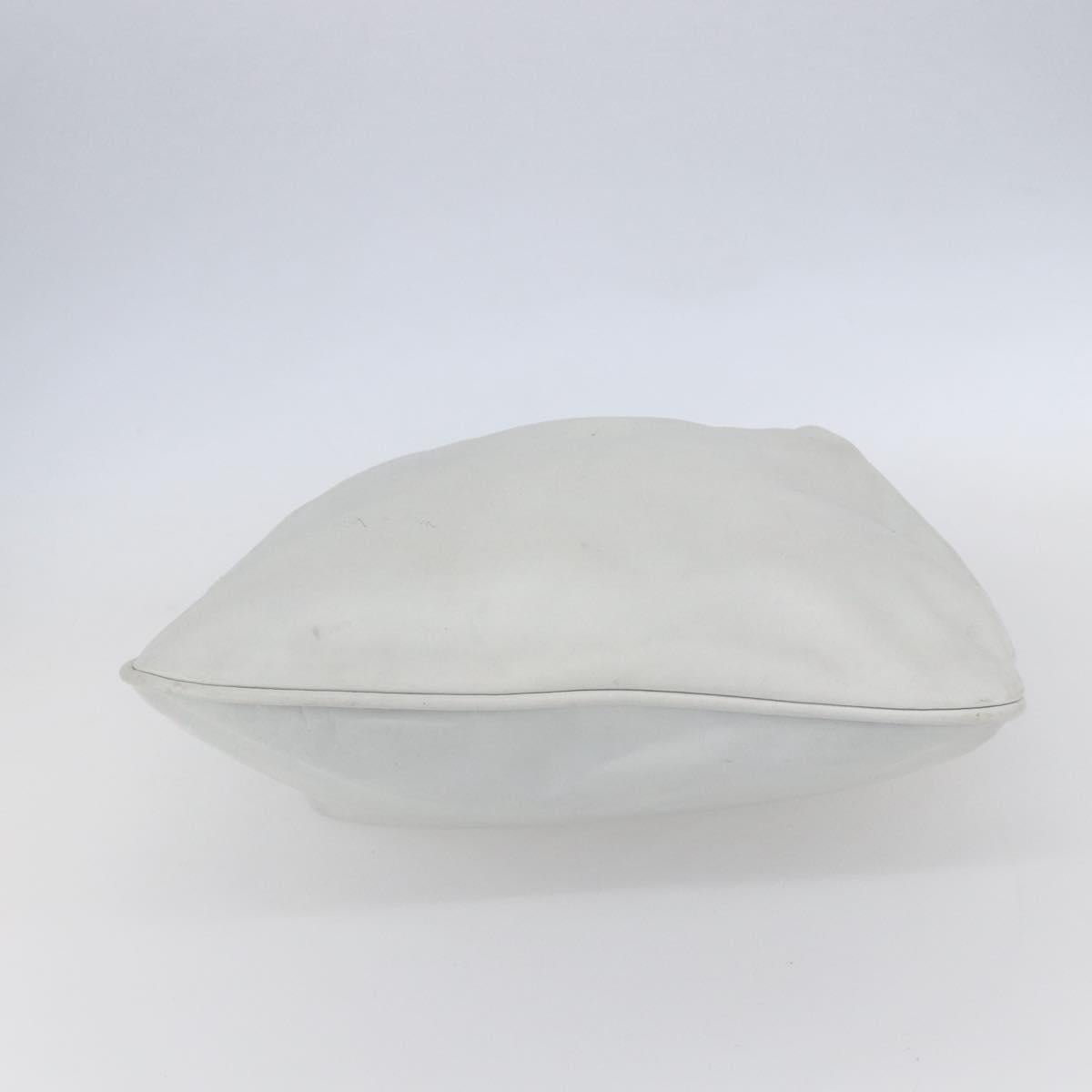 GUCCI Bamboo Shoulder Bag Leather White Silver 001 4006 2404 Auth 152366