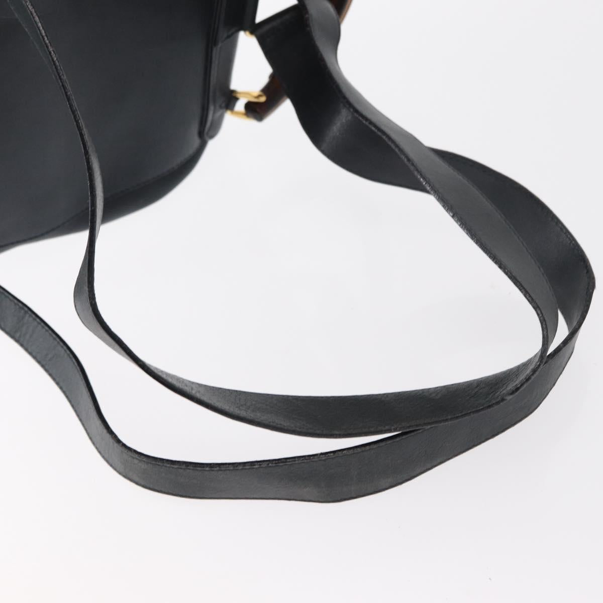 GUCCI Bamboo Backpack Leather Navy Gold 003 2058 0016 Auth 152368