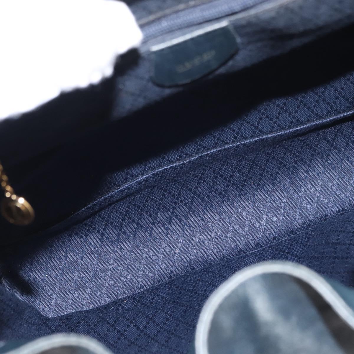 GUCCI Bamboo Backpack Leather Navy Gold 003 2058 0016 Auth 152368