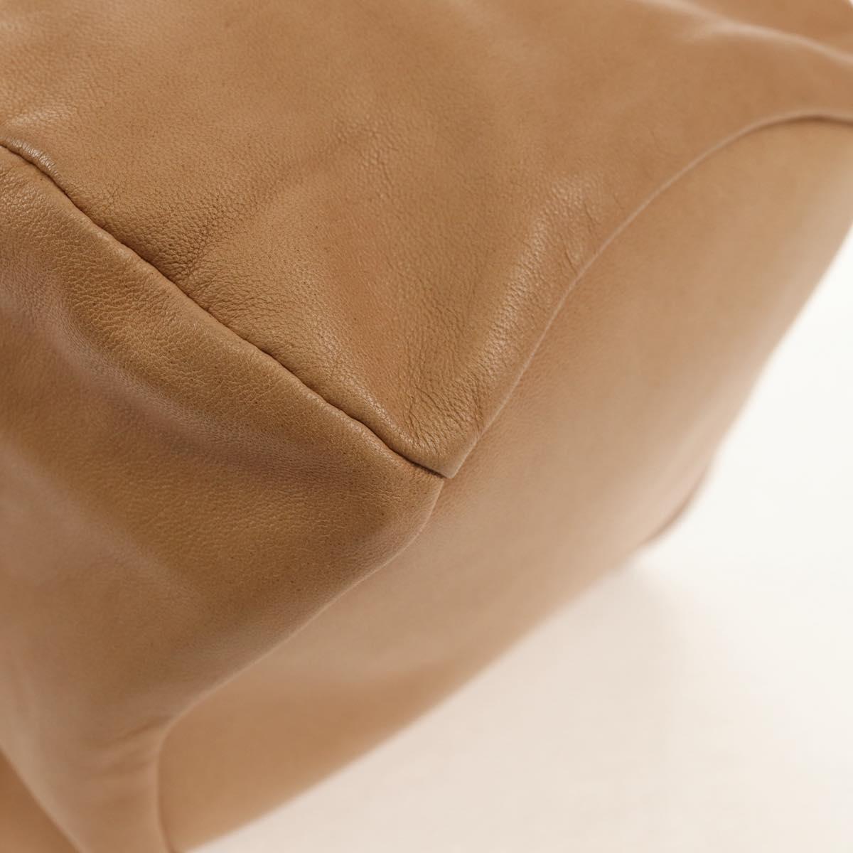 CHANEL Purse Hand Bag Lamb Skin Beige CC Auth 152370A