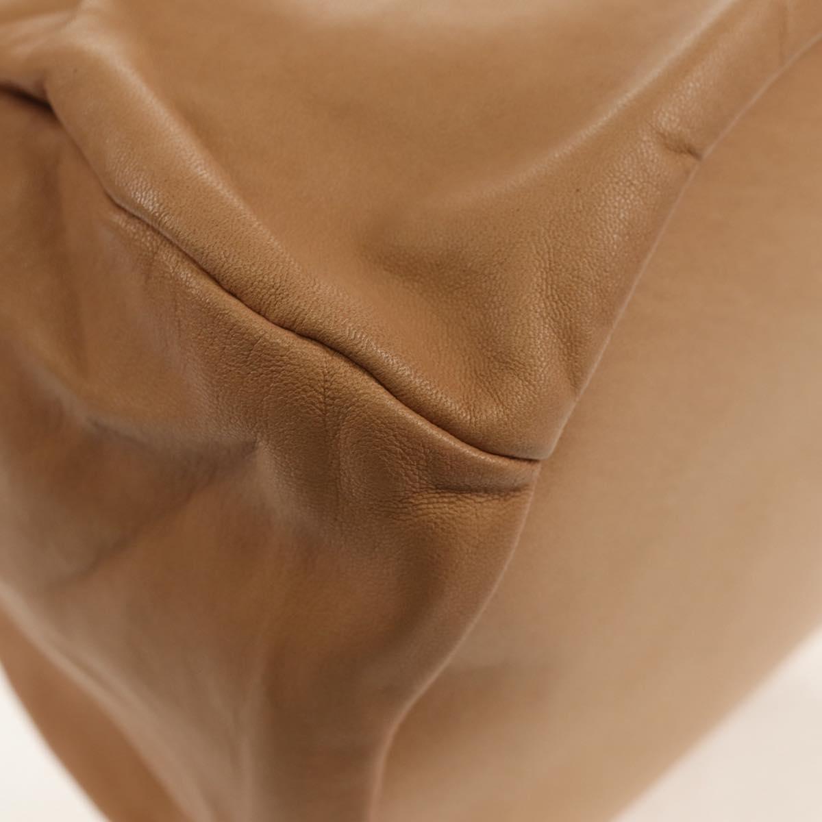 CHANEL Purse Hand Bag Lamb Skin Beige CC Auth 152370A