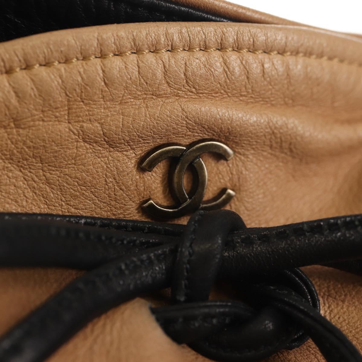 CHANEL Purse Hand Bag Lamb Skin Beige CC Auth 152370V