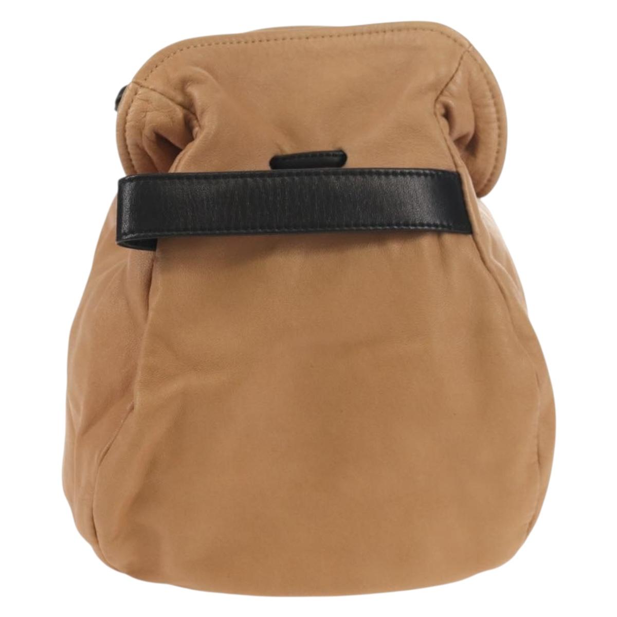 CHANEL Purse Hand Bag Lamb Skin Beige CC Auth 152370A