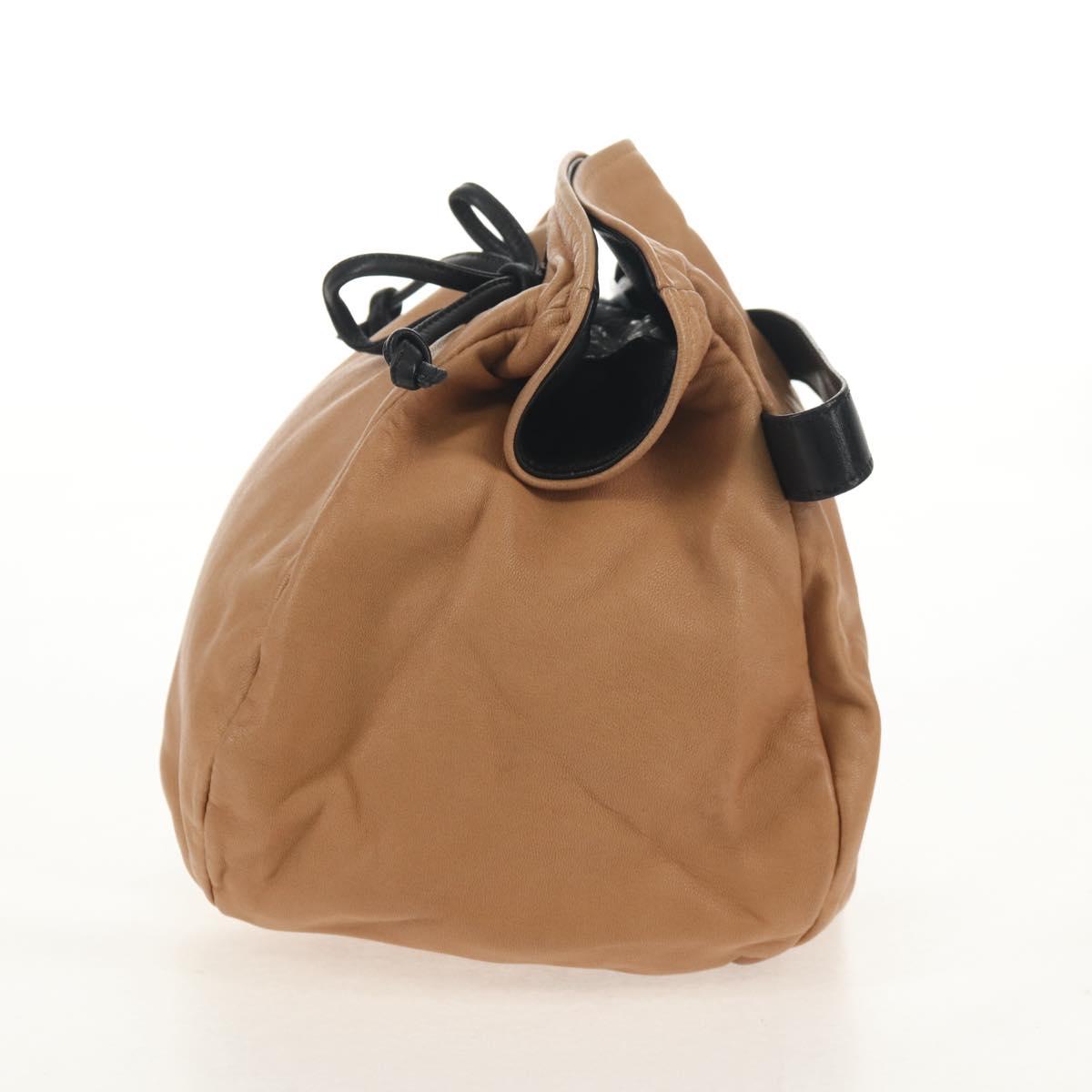 CHANEL Purse Hand Bag Lamb Skin Beige CC Auth 152370A